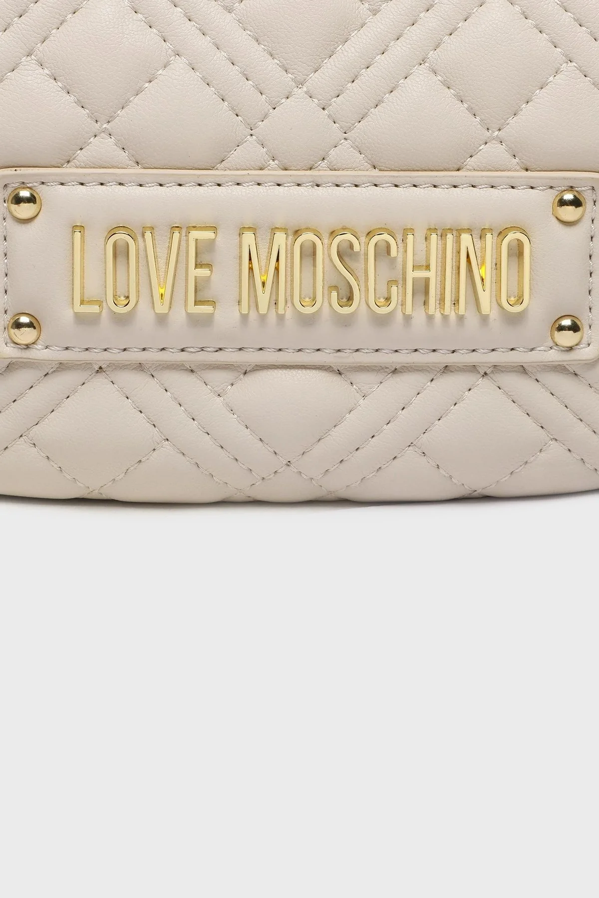 Love Moschino Logo Yazılı Fermuarlı Ayarlanabilir Omuz Askılı Bayan Çanta JC4068PP1HLA0110 EKRU - 2