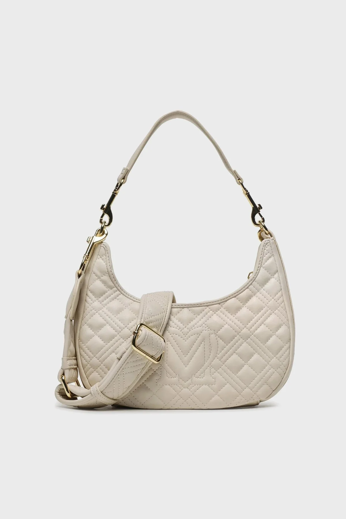 Love Moschino Logo Yazılı Fermuarlı Ayarlanabilir Omuz Askılı Bayan Çanta JC4068PP1HLA0110 EKRU - 4