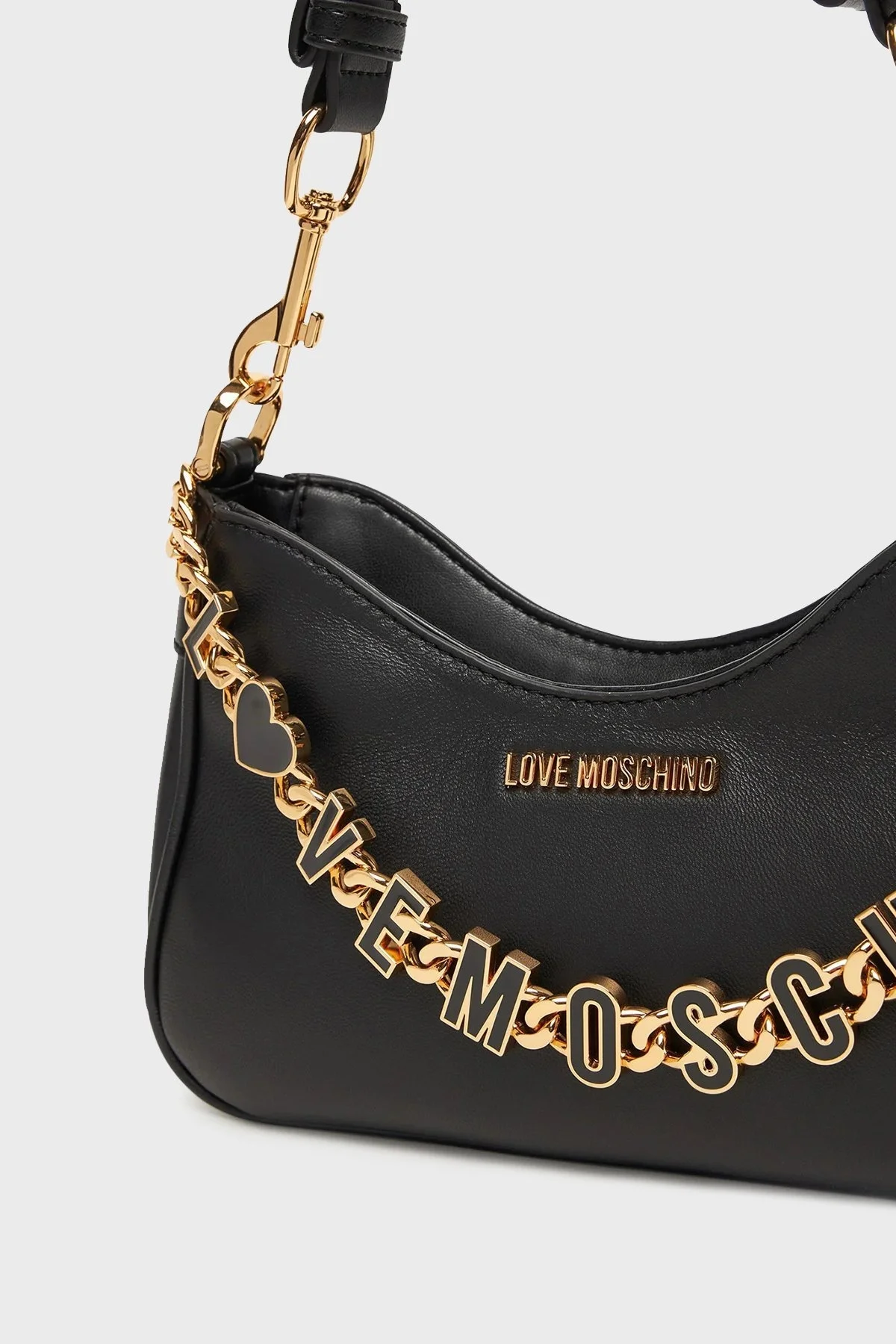 Love Moschino Logolu Aksesuar Detaylı Çıkarılabilir Askılı Bayan Çanta JC4070PP1NL1300A SİYAH - 6