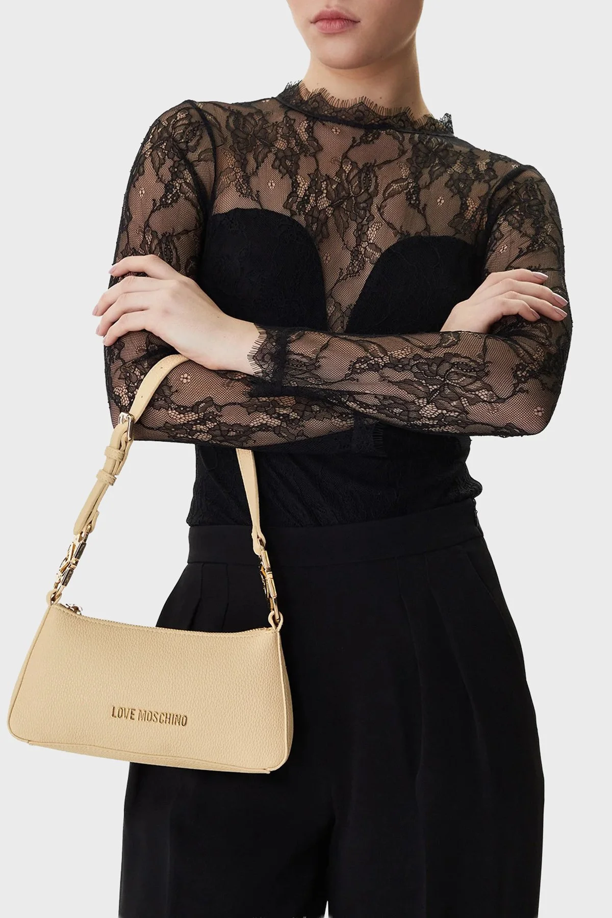 Love Moschino Logolu Ayarlanabilir Askılı Bayan Çanta JC4007PP1OLB0129 BEJ - 2