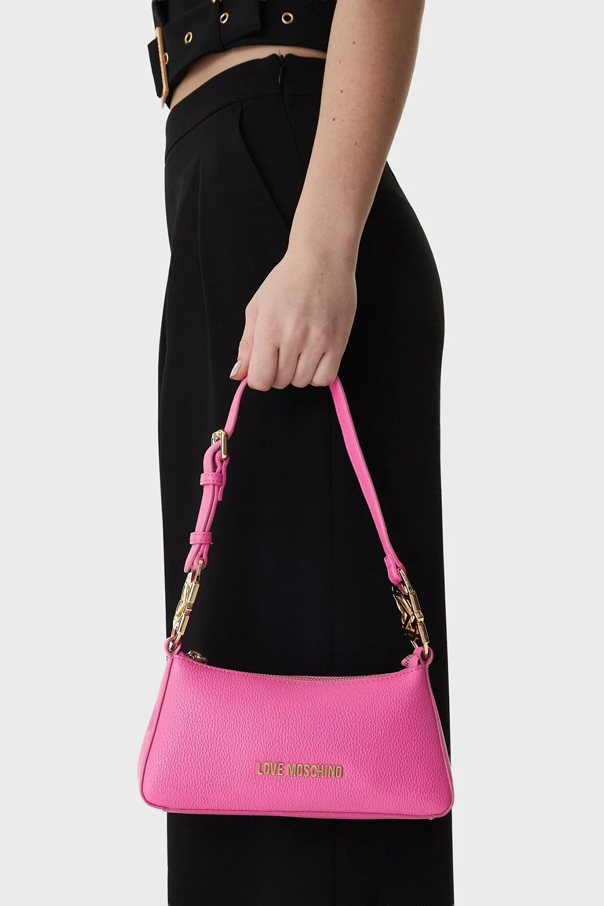 Love Moschino Logolu Ayarlanabilir Askılı Bayan Çanta JC4007PP1OLB0604 PEMBE - 2