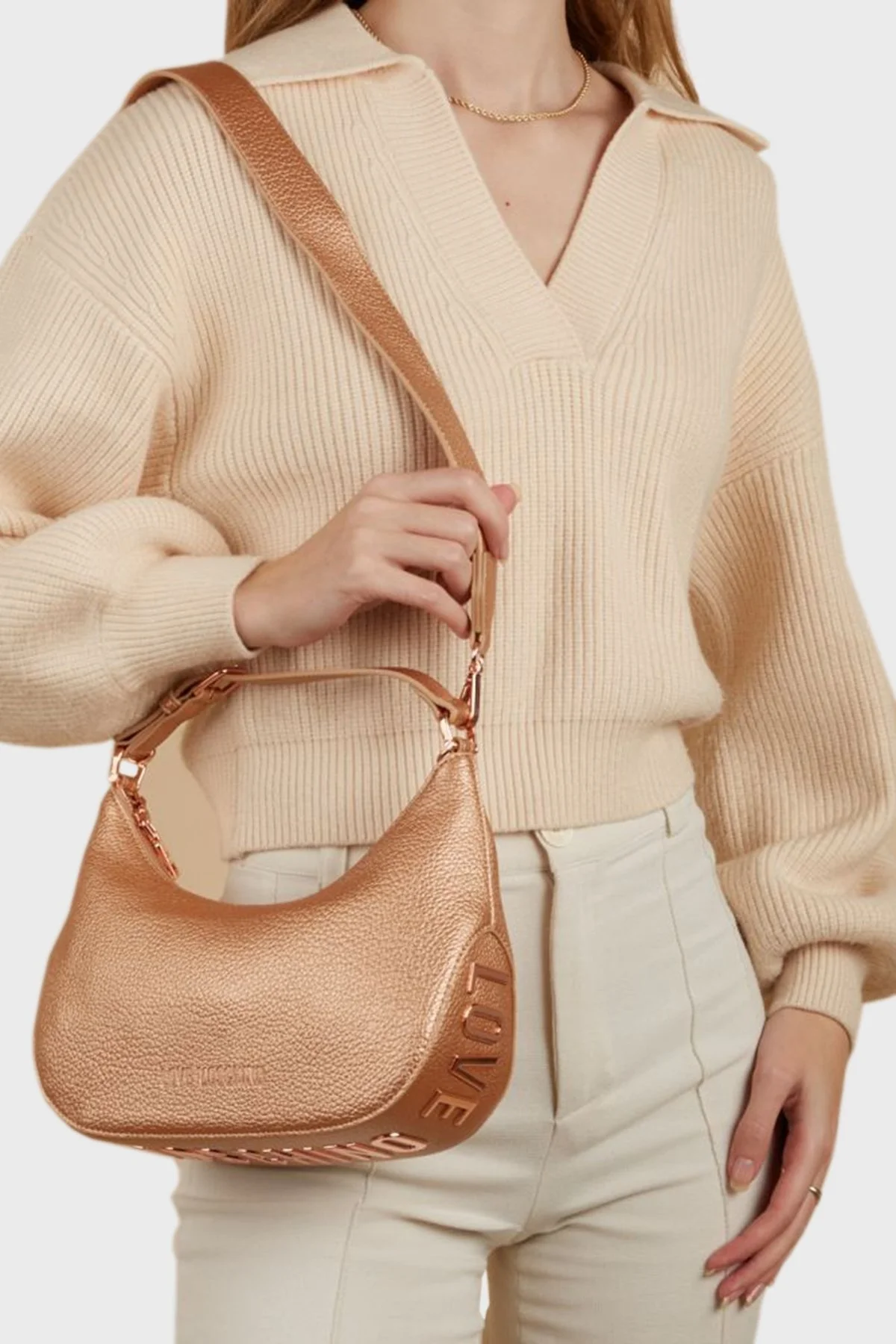 Love Moschino Logolu Ayarlanabilir Askılı Bayan Çanta JC4018PP1ILT1635 BAKIR - 2