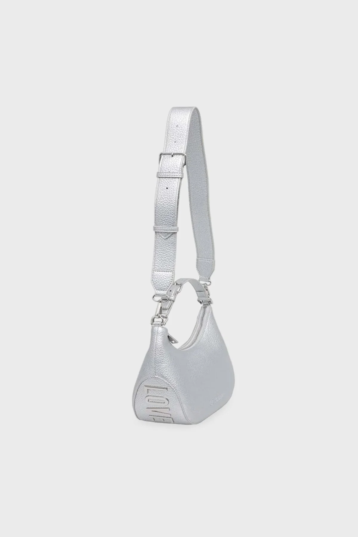 Love Moschino Logolu Ayarlanabilir Askılı Bayan Çanta JC4018PP1ILT190B GÜMÜŞ - 5