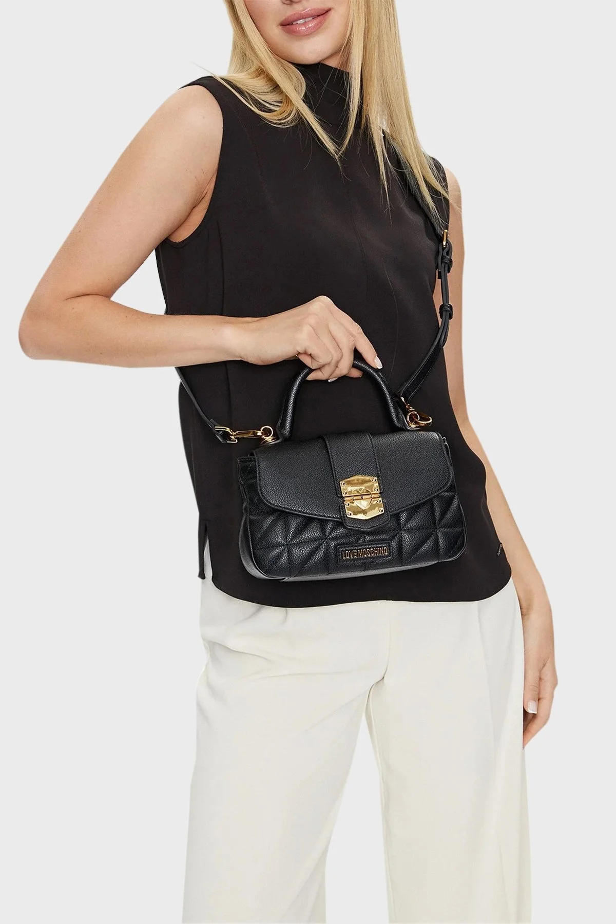 Love Moschino Logolu Ayarlanabilir Askılı Bayan Çanta JC4047PP1ILI0000 SİYAH - 2