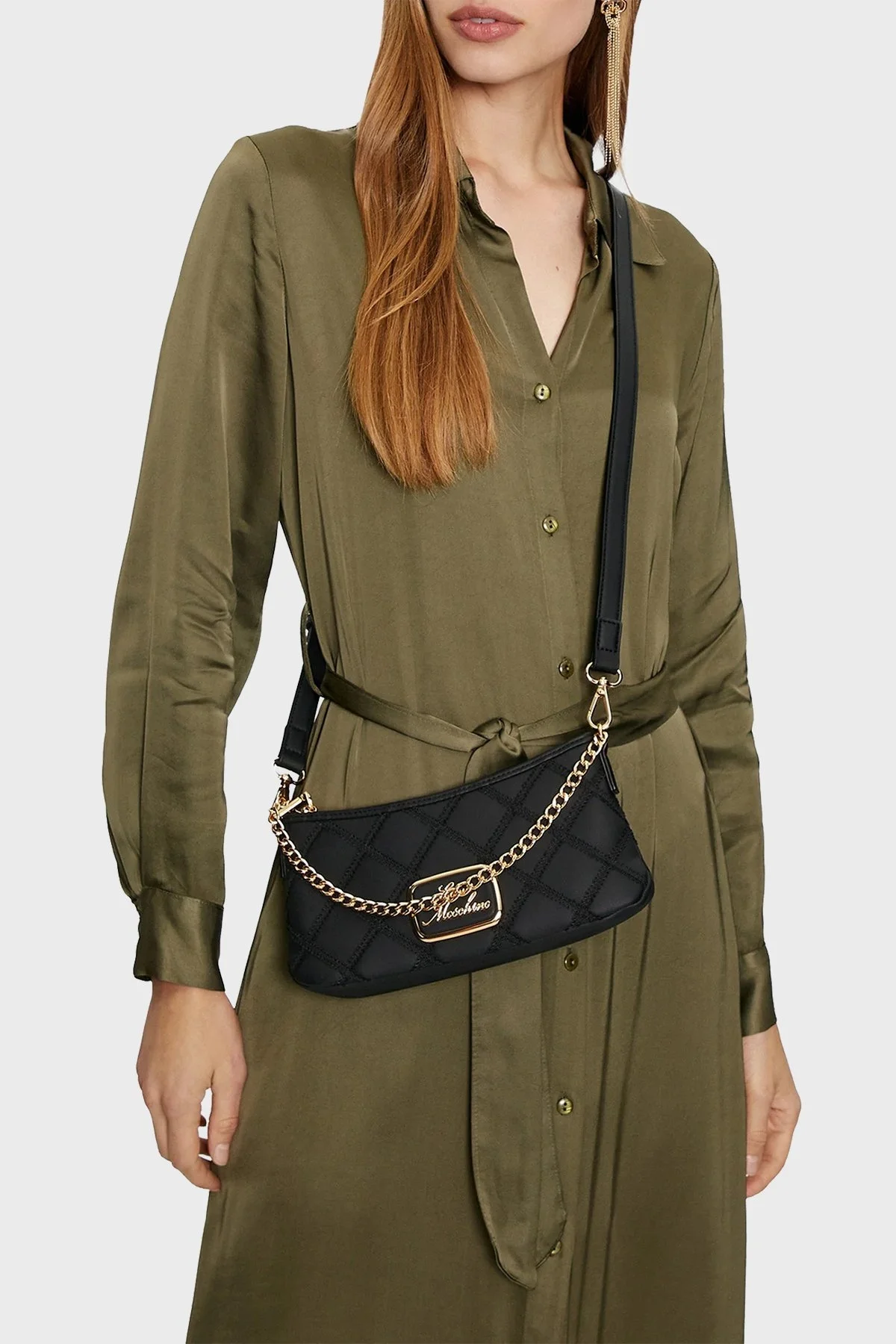 Love Moschino Logolu Ayarlanabilir Askılı Kapitone Bayan Çanta JC4305PP0LKK100A SİYAH - 2