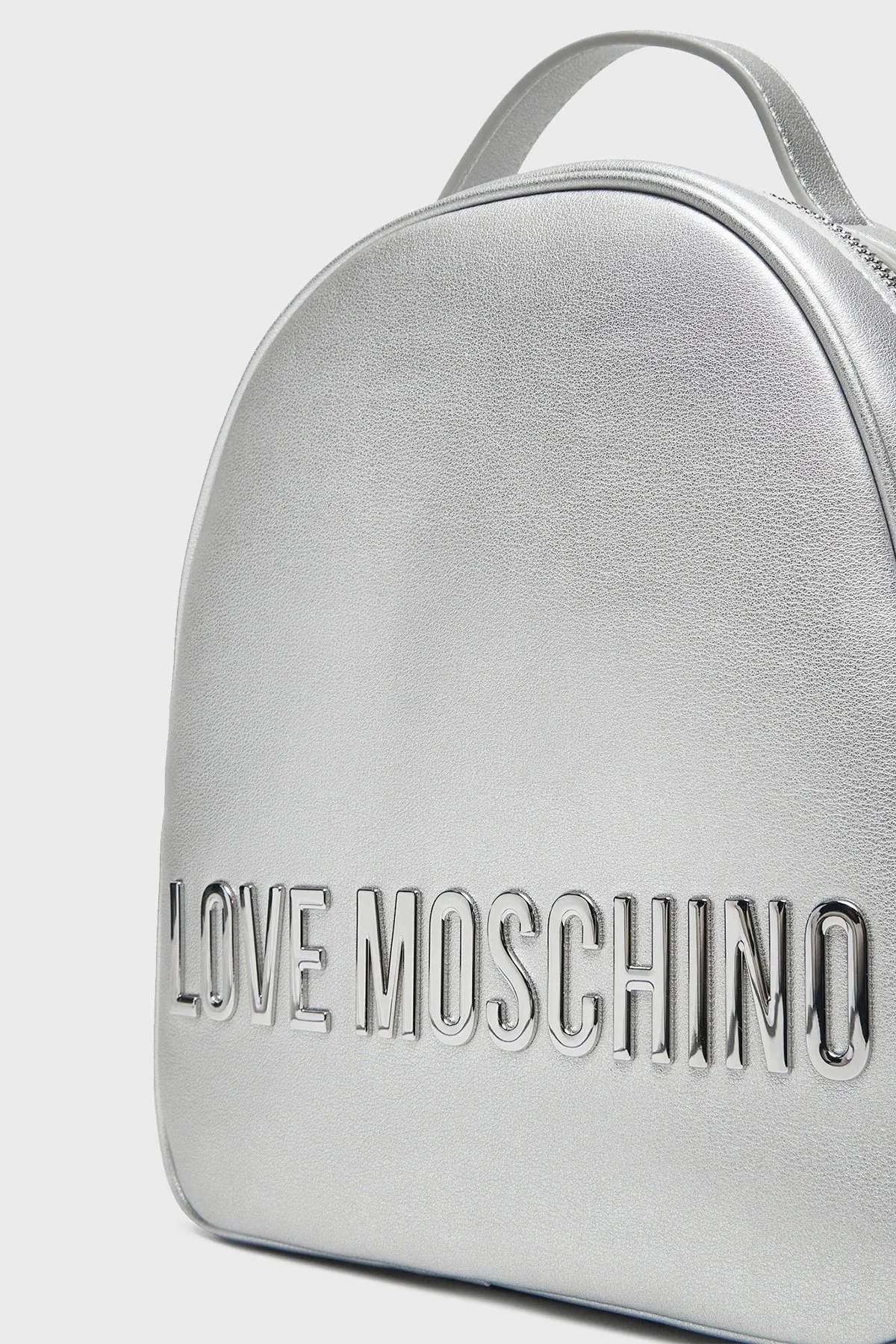Love Moschino Logolu Ayarlanabilir Çift Askılı Bayan Sırt Çantası JC4197PP1MKD196B GÜMÜŞ - 3