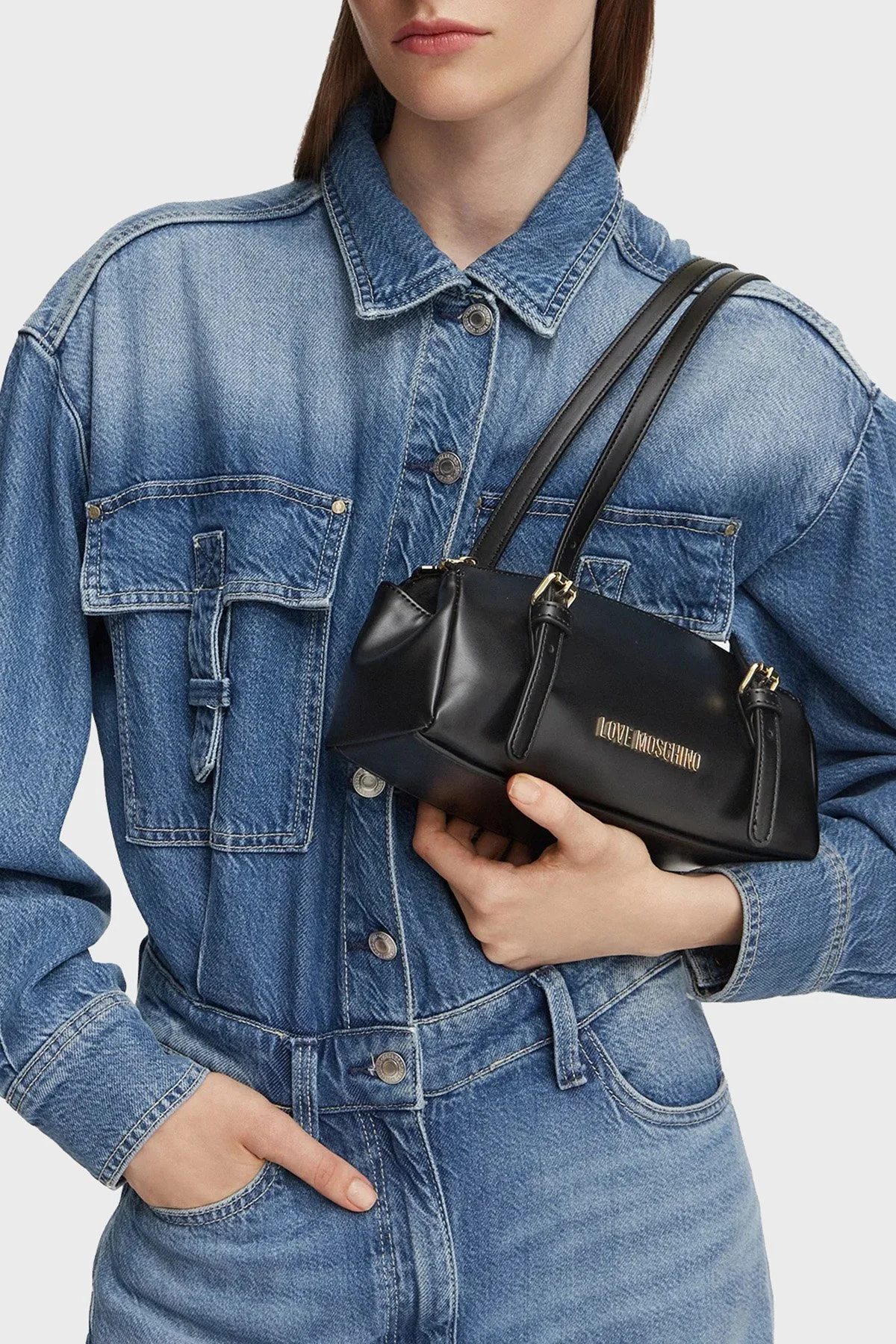 Love Moschino Logolu Ayarlanabilir Omuz Askılı Kadın Çanta JC4101PP1PLY0000 Siyah - 2