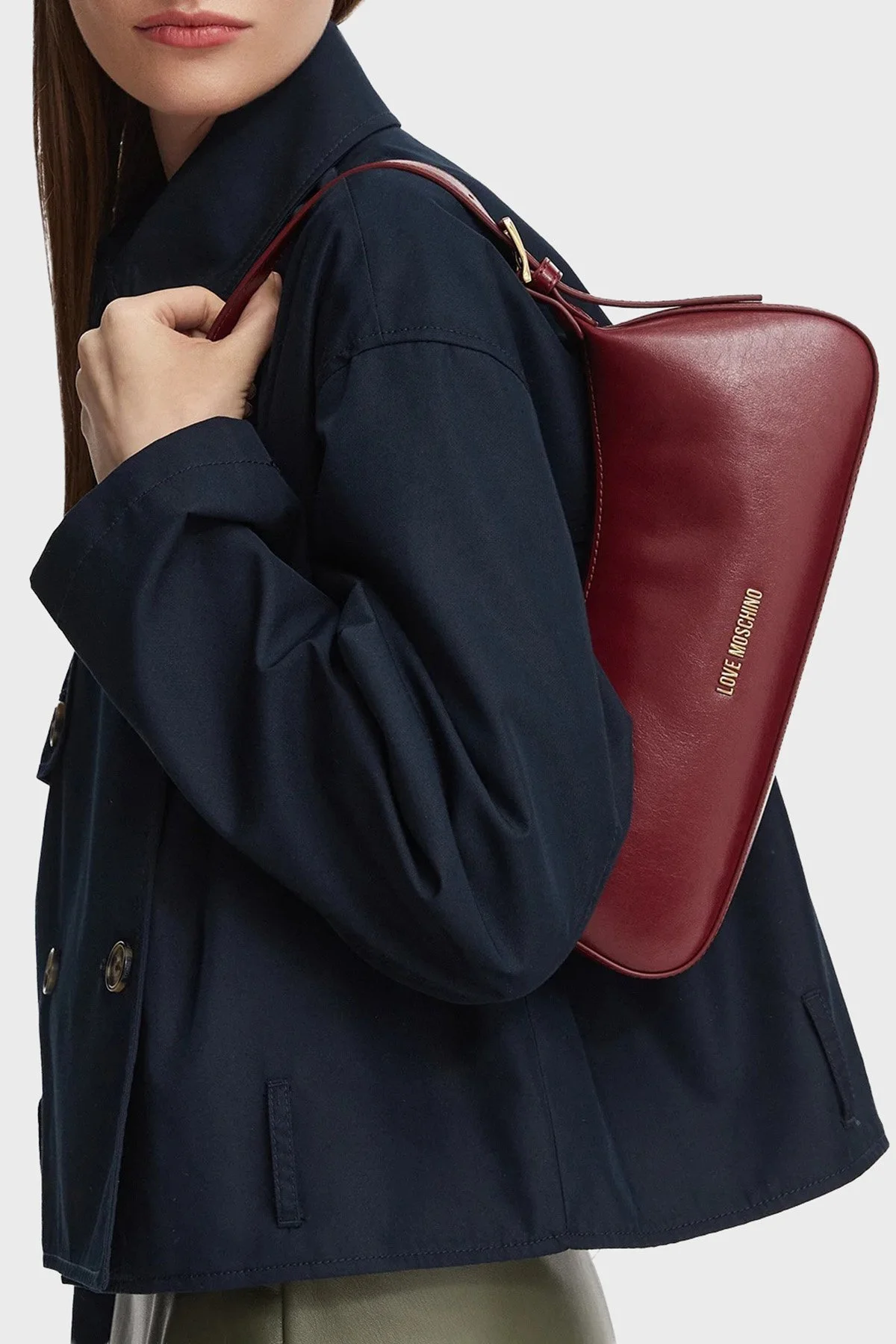Love Moschino Logolu Ayarlanabilir Omuz Askılı Kadın Çanta JC4390PP1PKO0552 Bordo - 2