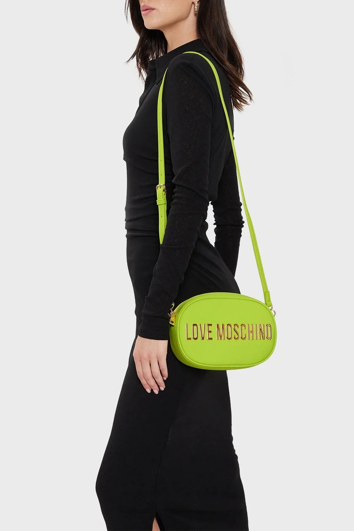 Love Moschino Logolu Ayarlanabilir ve Çıkarılabilir Askılı Bayan Çanta JC4199PP1IKD0404 FISTIK YEŞİL - 2
