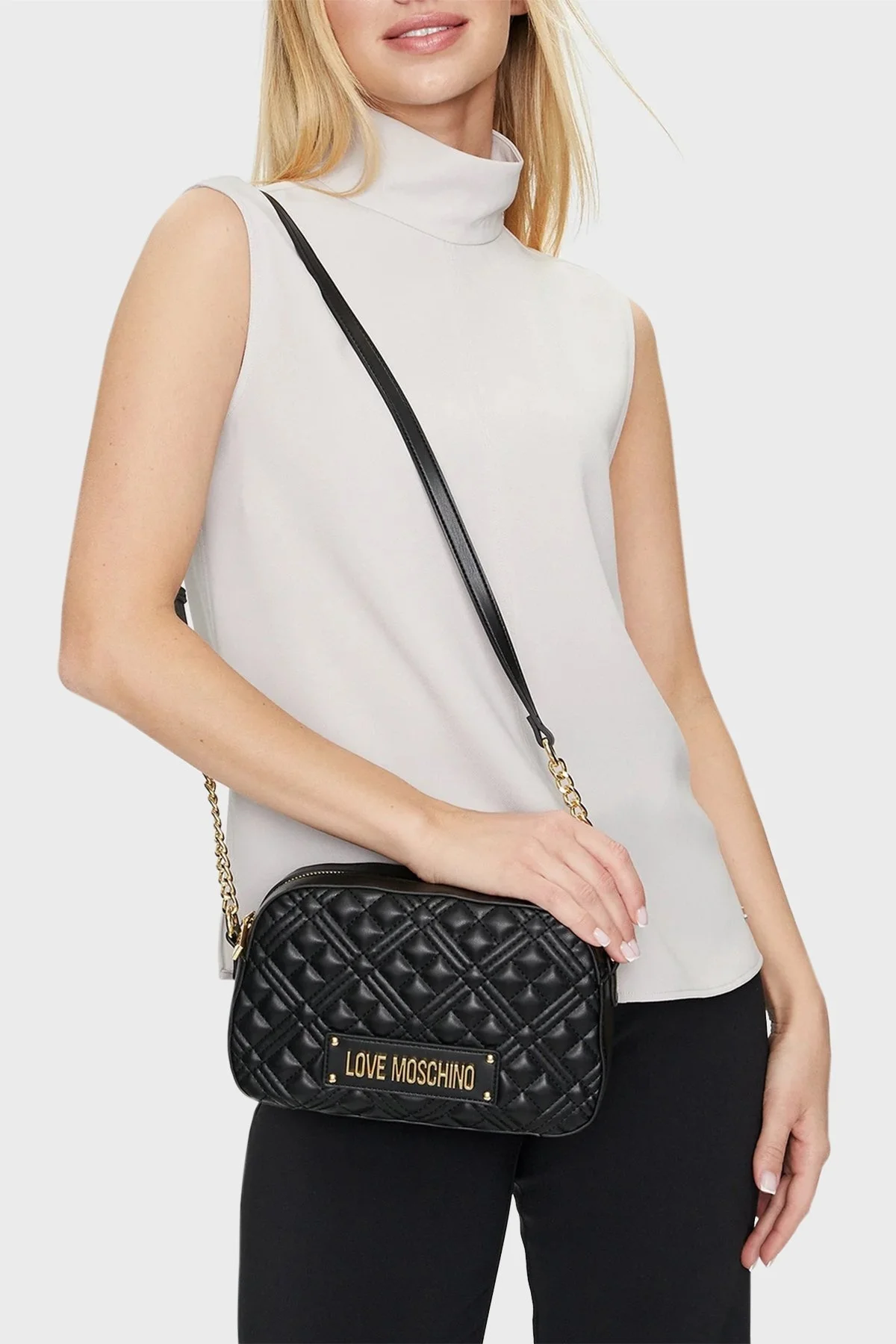 Love Moschino Logolu Ayarlanabilir Zincir Askılı Bayan Çanta JC4013PP1ILA0000 SİYAH - 2