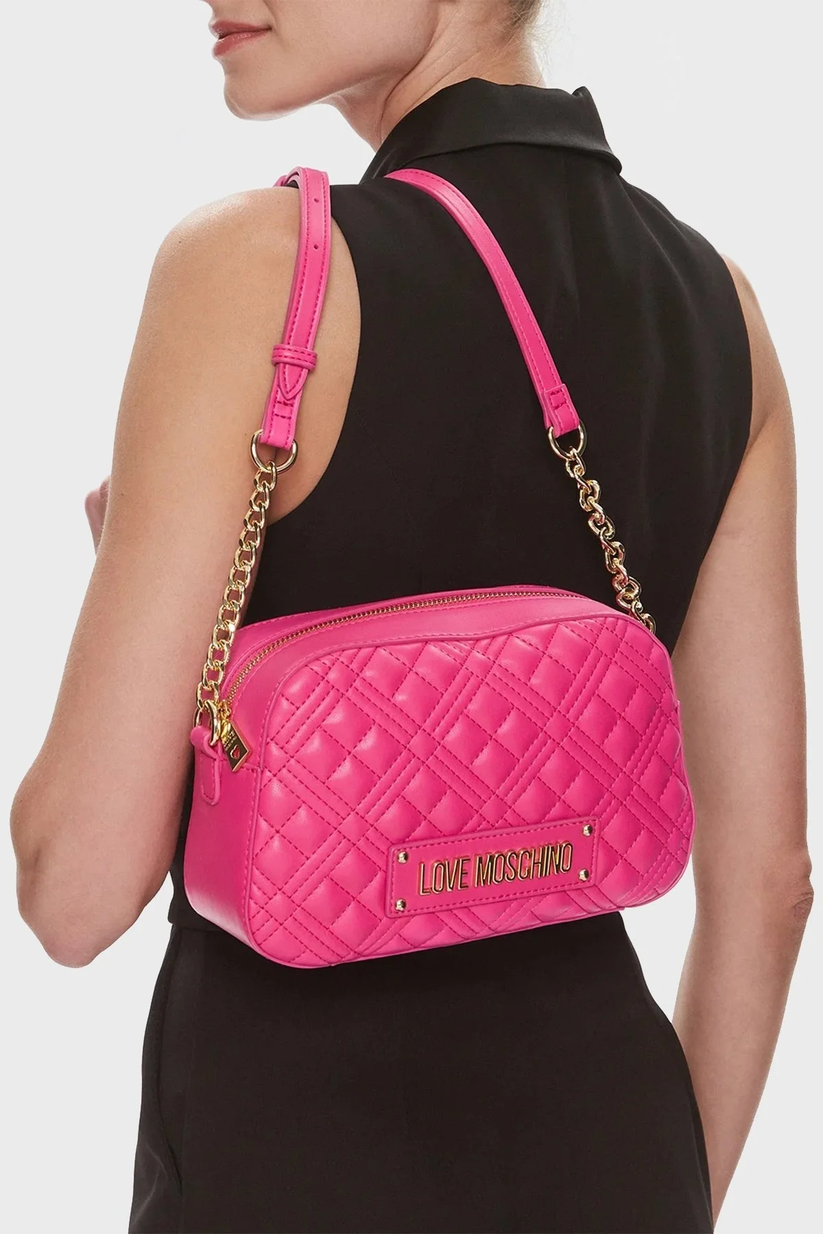 Love Moschino Logolu Ayarlanabilir Zincir Askılı Bayan Çanta JC4013PP1ILA0615 FUŞYA - 2