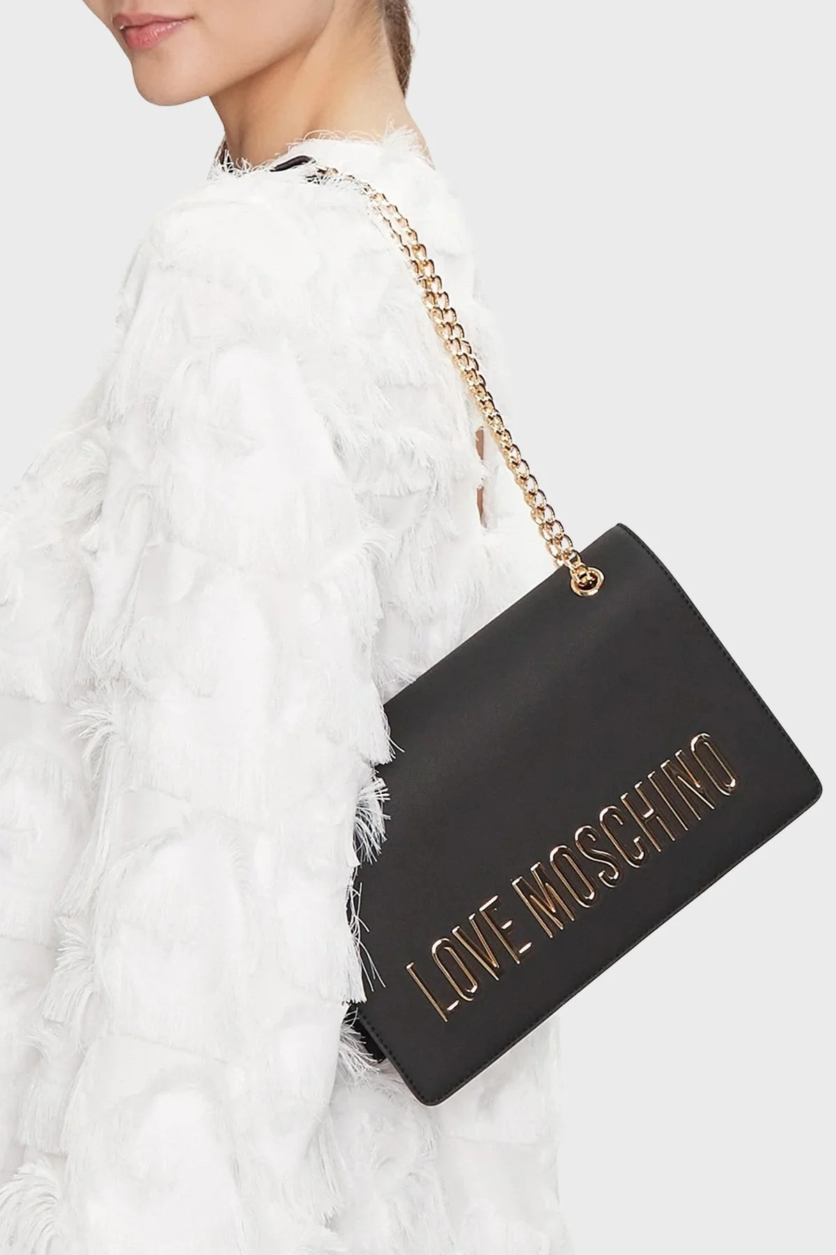 Love Moschino Logolu Ayarlanabilir Zincir Askılı Bayan Çanta JC4192PP1NKD0000 SİYAH - 2