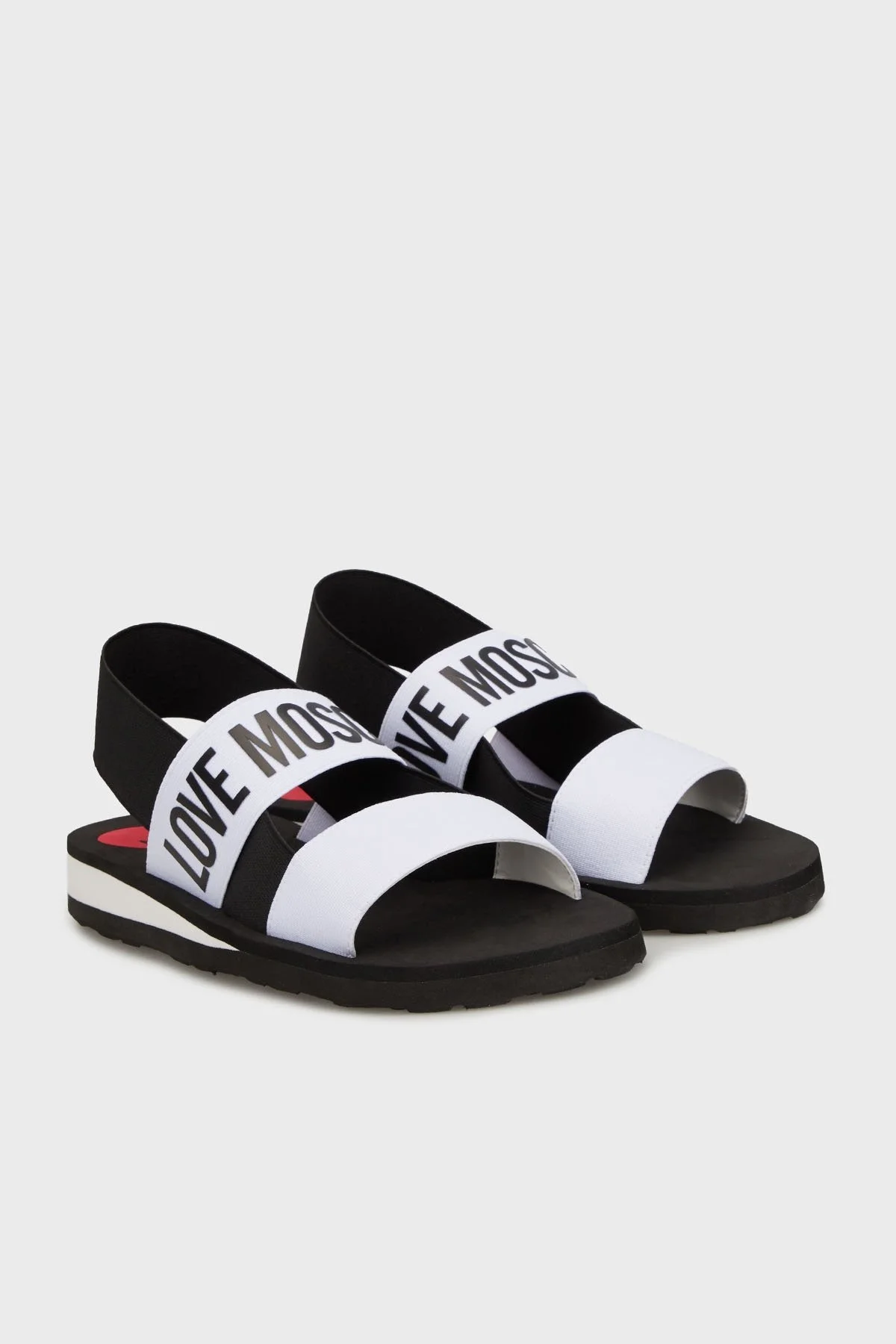 Love Moschino Logolu Çift Bantlı Bayan Sandalet JA16033G0MJN410A SİYAH-BEYAZ - 2