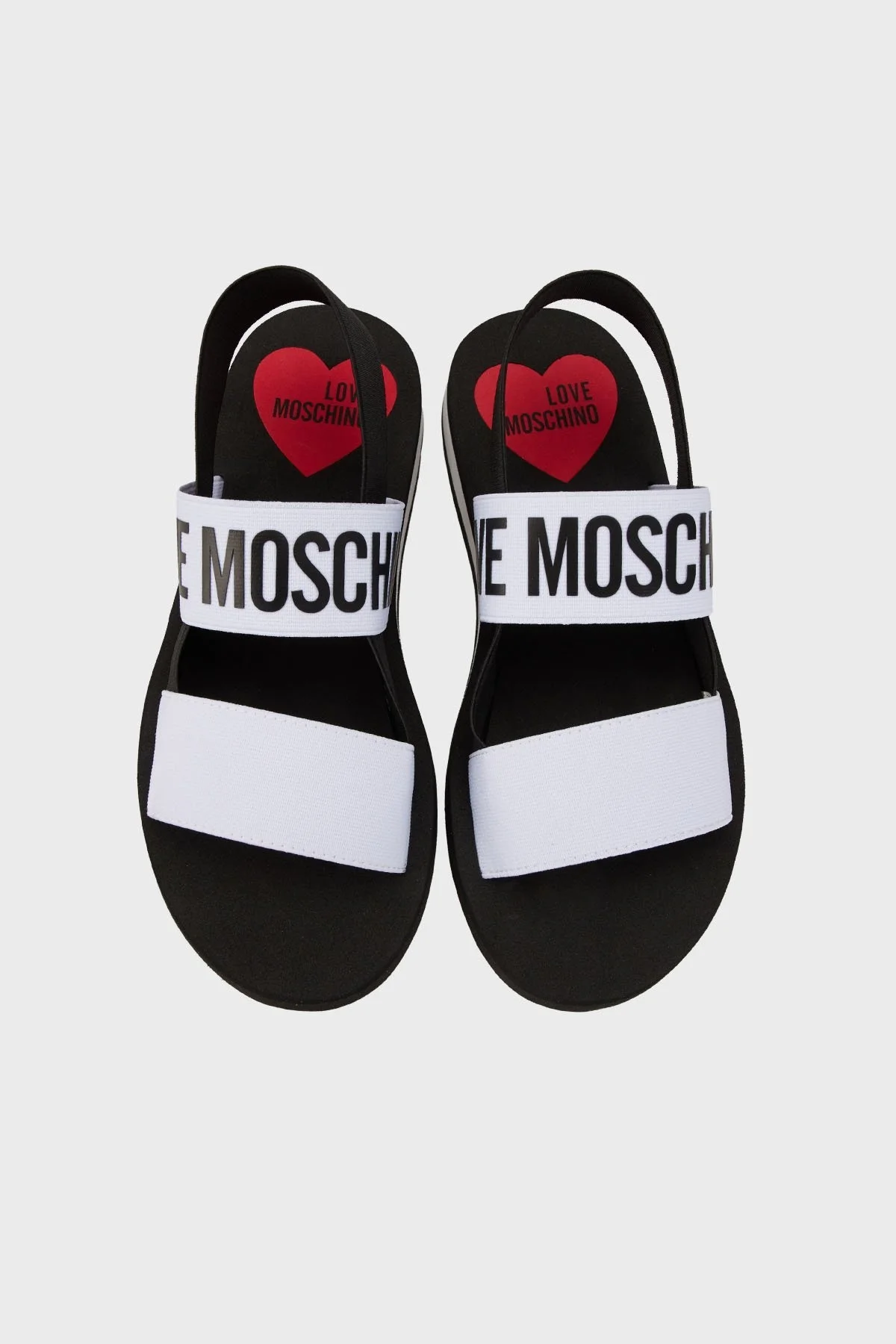 Love Moschino Logolu Çift Bantlı Bayan Sandalet JA16033G0MJN410A SİYAH-BEYAZ - 4