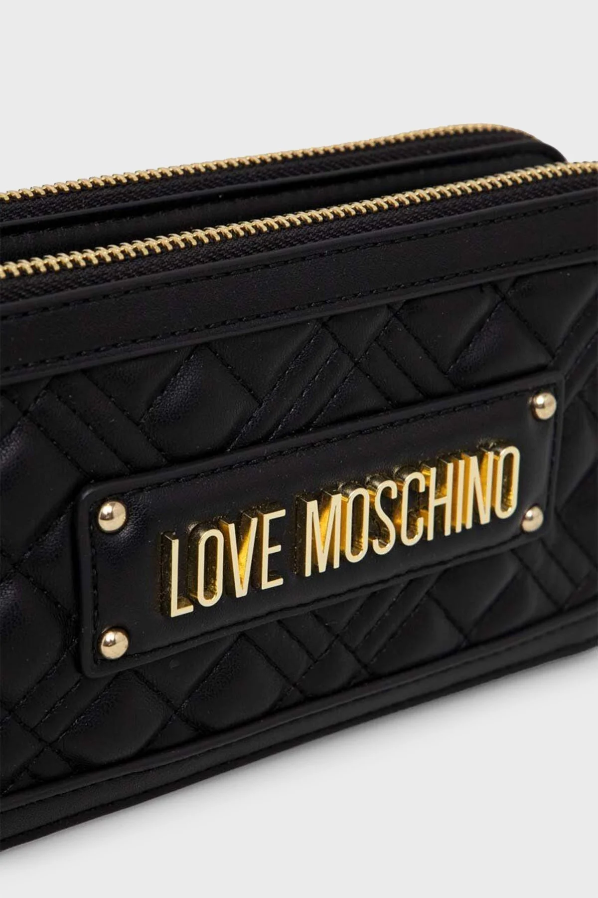 Love Moschino Logolu Çift Fermuarlı Zincir Askılı Bayan Çanta JC5680PP1HLA0000 SİYAH - 4