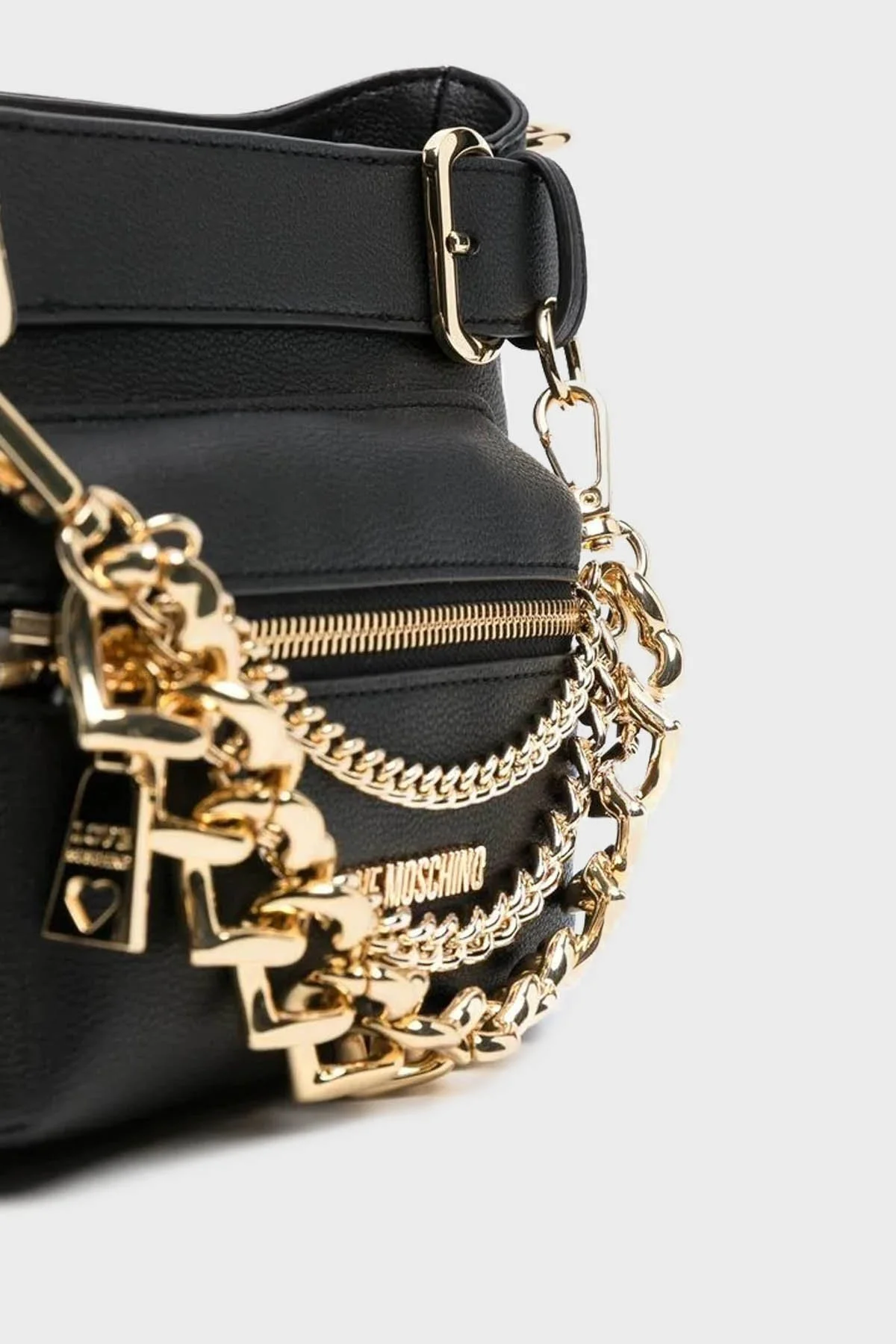 Love Moschino Logolu Çıkarılabilir Aksesuarlı Fermuarlı Bayan Çanta JC4289PP0GKT0000 SİYAH - 4