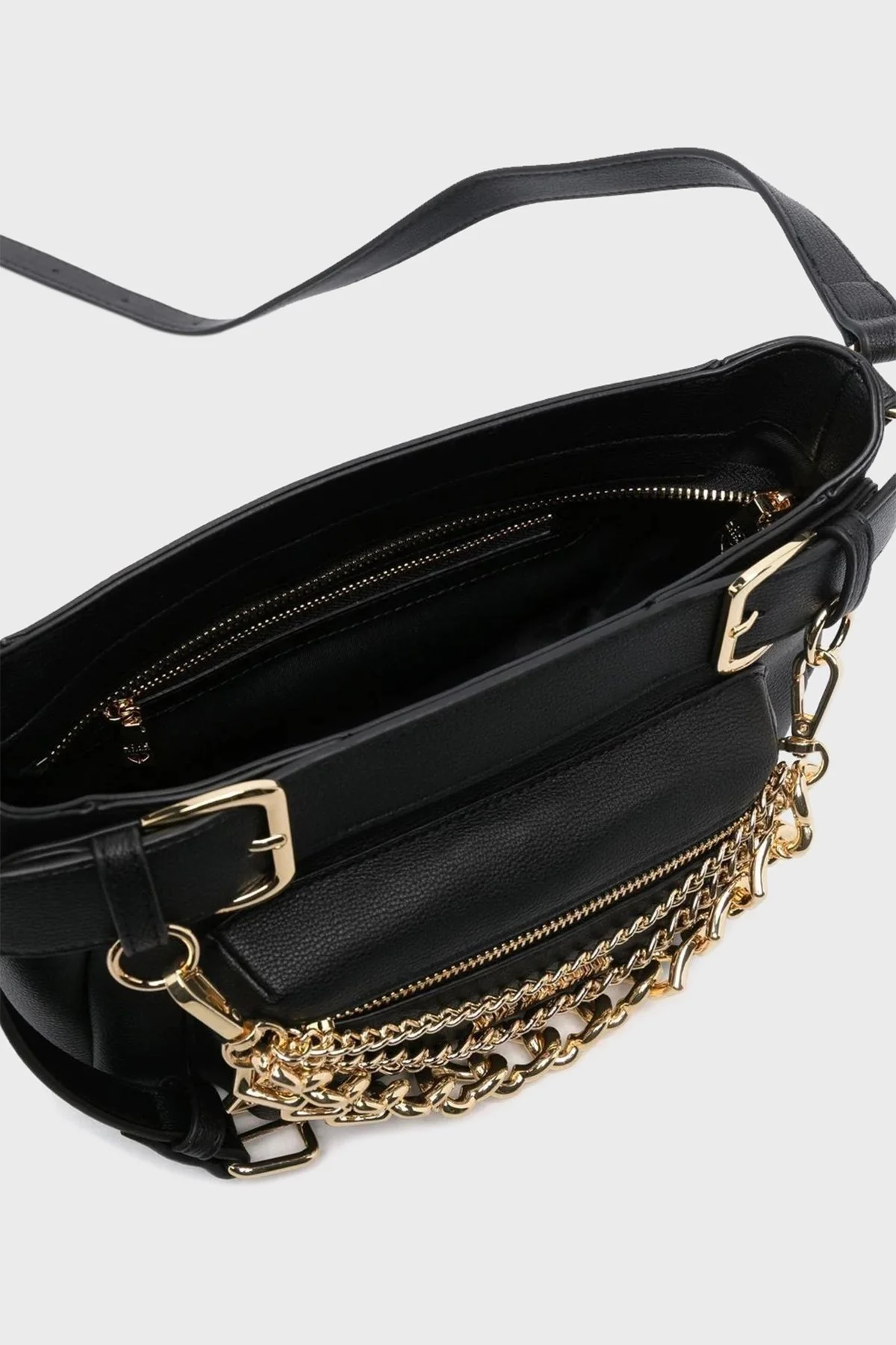 Love Moschino Logolu Çıkarılabilir Aksesuarlı Fermuarlı Bayan Çanta JC4289PP0GKT0000 SİYAH - 5