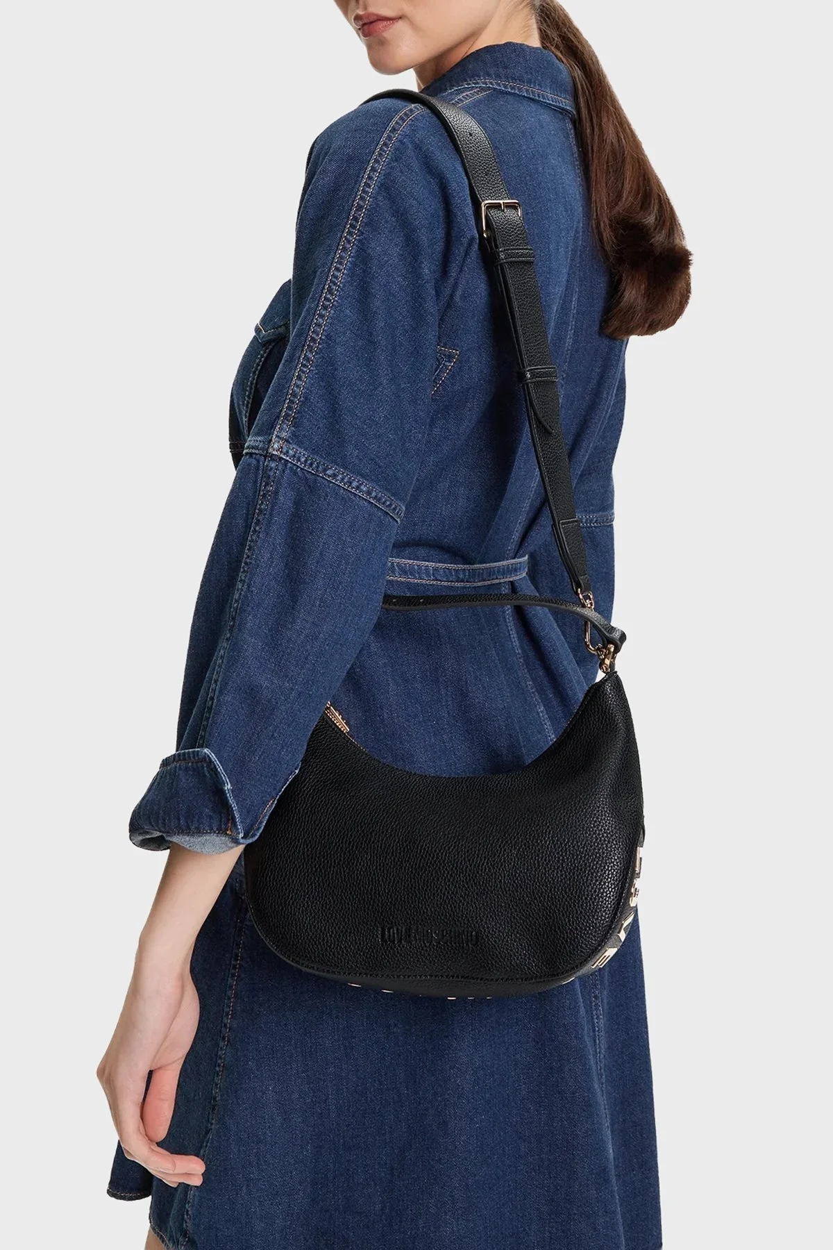 Love Moschino Logolu Çıkarılabilir Askılı Bayan Çanta JC4018PP1NLT0000 SİYAH - 2