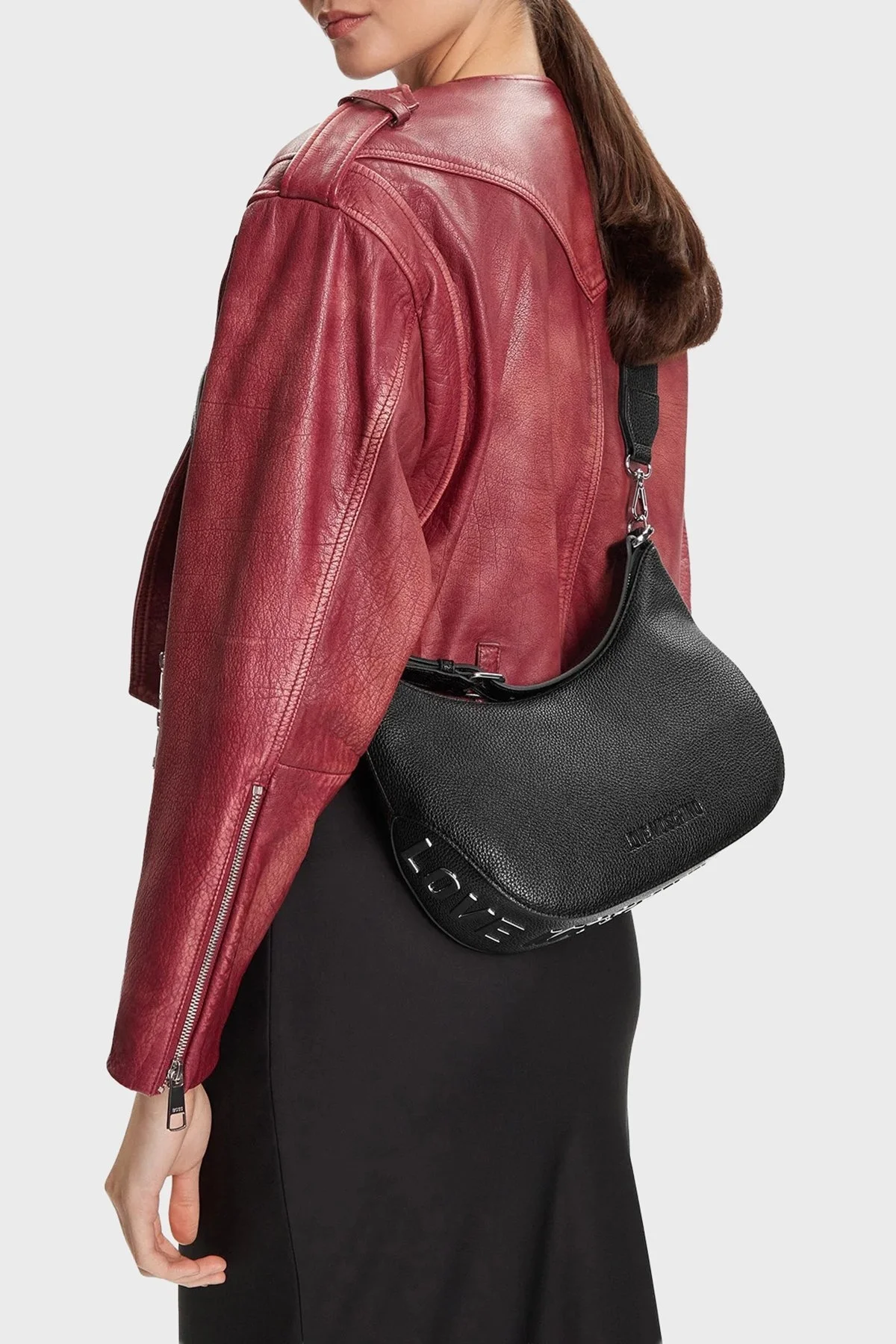 Love Moschino Logolu Çıkarılabilir Askılı Bayan Çanta JC4018PP1NLT000B SİYAH - 2