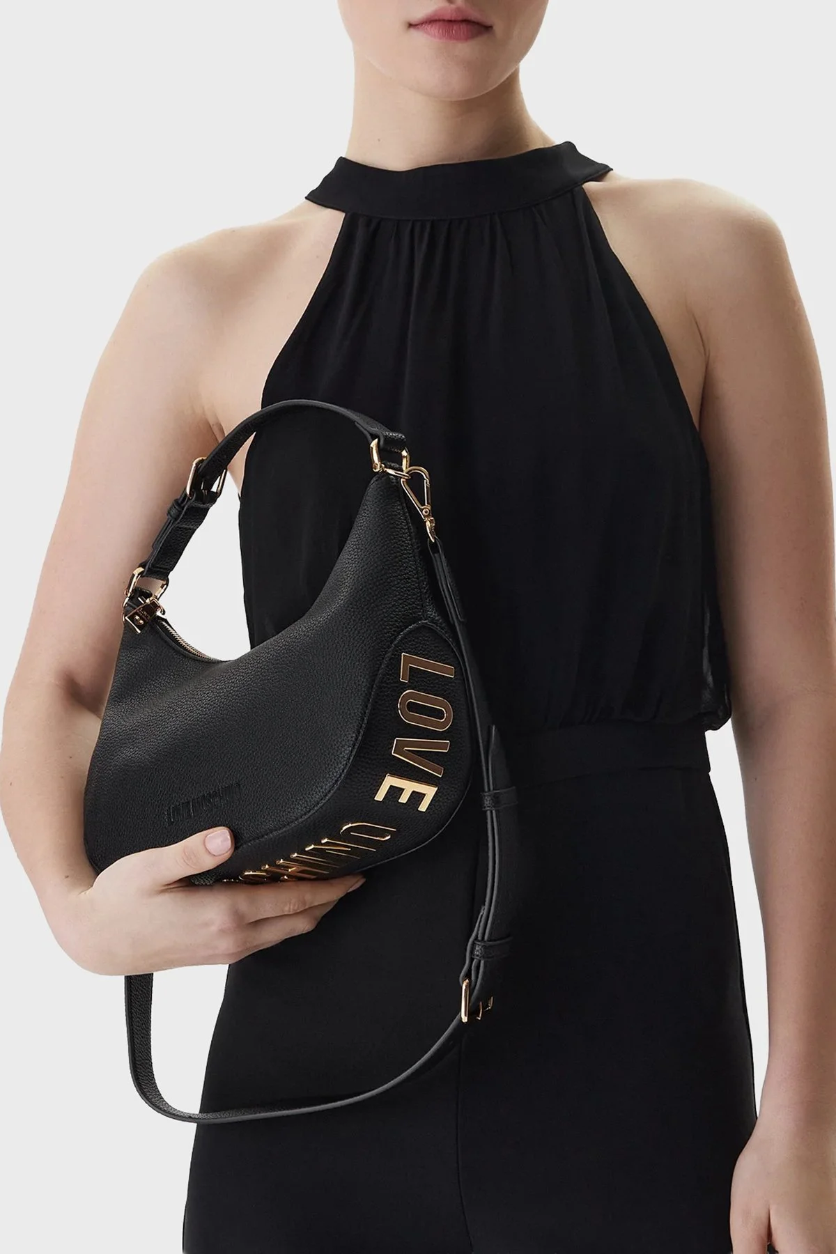 Love Moschino Logolu Çıkarılabilir Askılı Bayan Çanta JC4018PP1OLT0000 SİYAH - 2