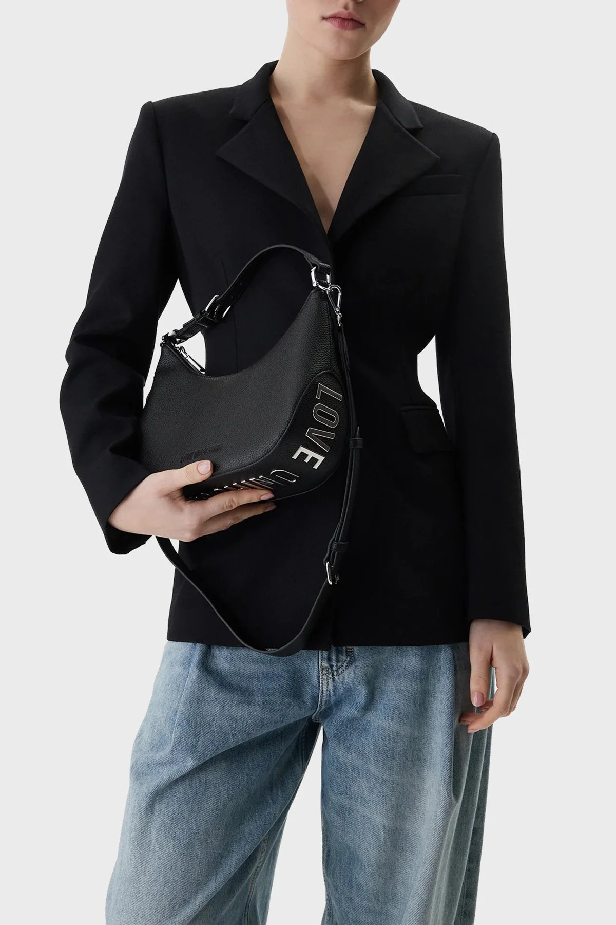 Love Moschino Logolu Çıkarılabilir Askılı Bayan Çanta JC4018PP1OLT000B SİYAH - 2