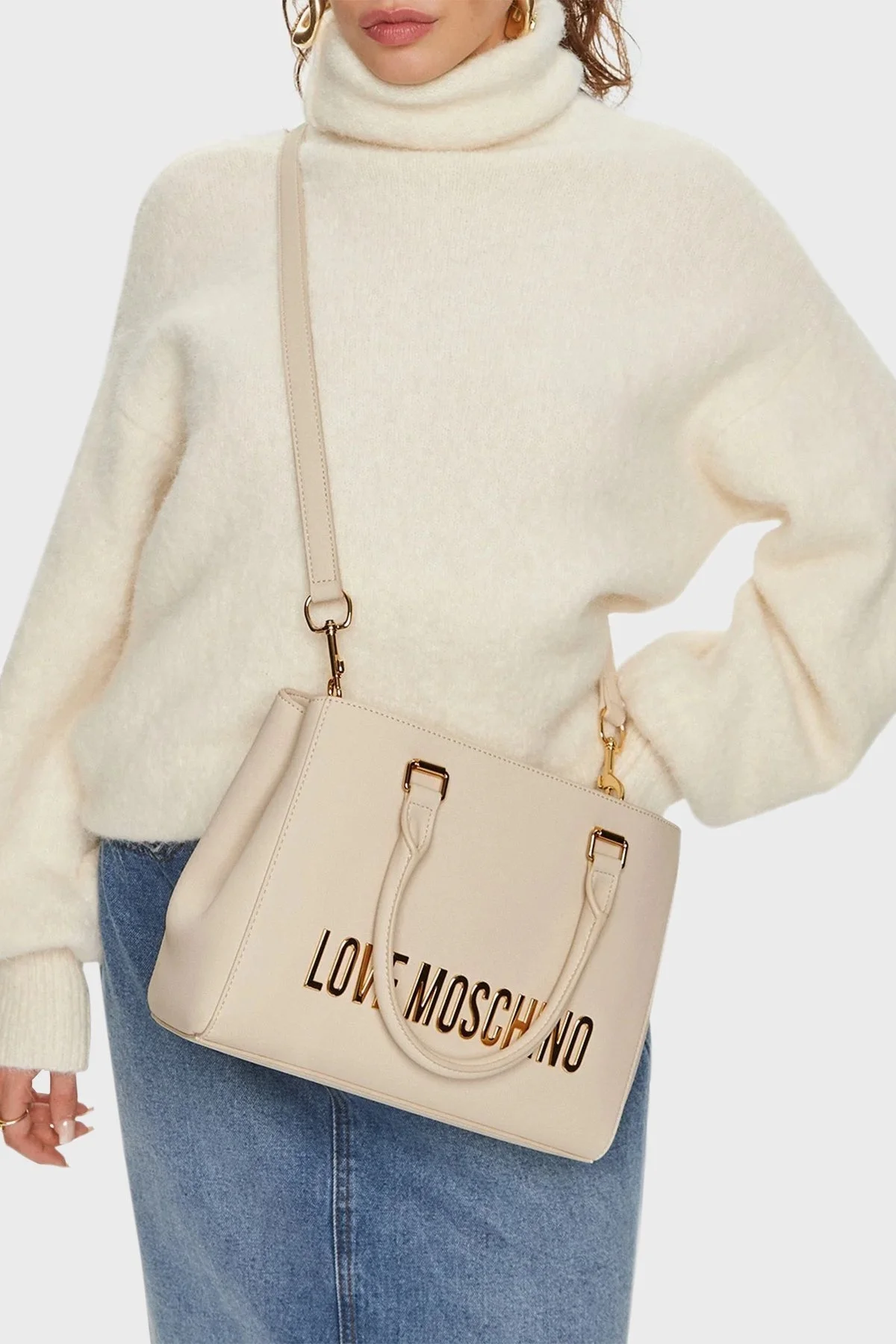 Love Moschino Logolu Çıkarılabilir Askılı Bayan Çanta JC4022PP1LKD0110 TAŞ - 8