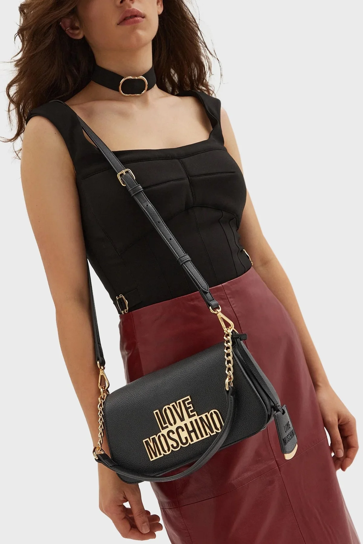 Love Moschino Logolu Çıkarılabilir Askılı Bayan Çanta JC4337PP0LKO0000 SİYAH - 7