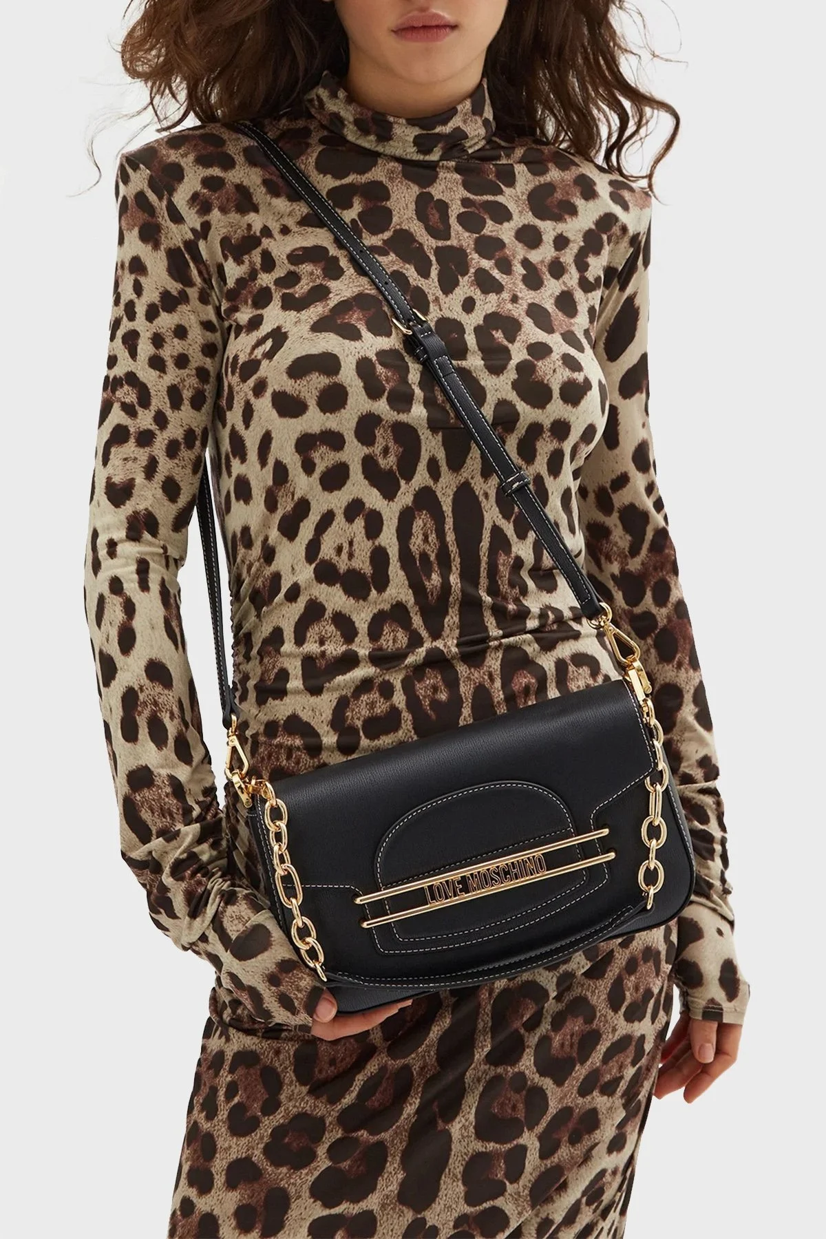 Love Moschino Logolu Çıkarılabilir Askılı Bayan Çanta JC4345PP0LKP0000 SİYAH - 2
