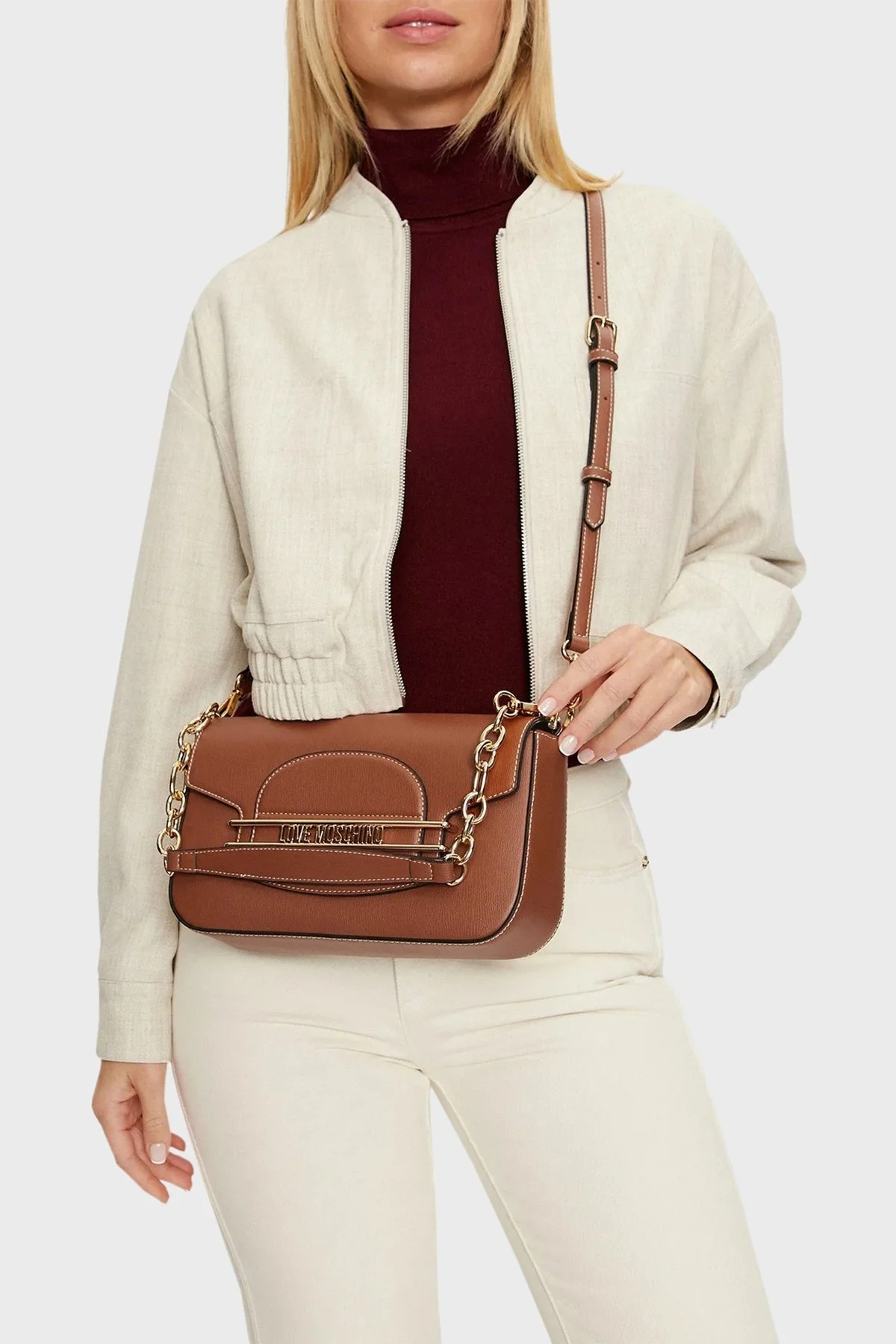 Love Moschino Logolu Çıkarılabilir Askılı Bayan Çanta JC4345PP0LKP0208 TABA - 2