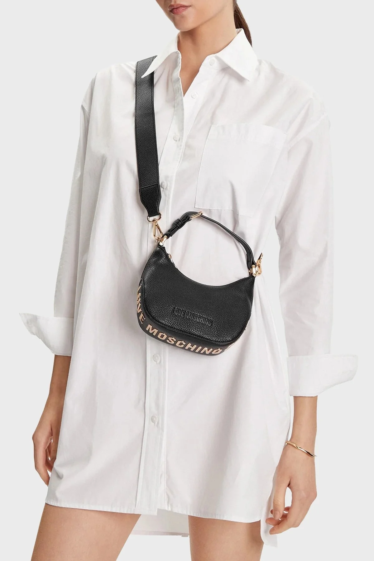 Love Moschino Logolu Çıkarılabilir Askılı Mini Bayan Çanta JC4019PP1NLT0000 SİYAH - 2