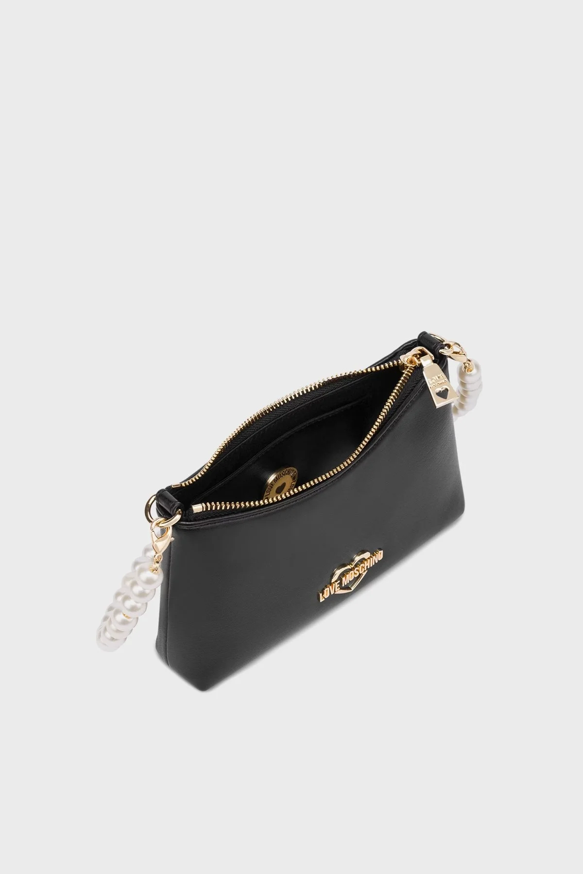 Love Moschino Logolu Çıkarılabilir İnci Askılı Fermuarlı Bayan Çanta JC4351PP0LKT0000 SİYAH - 3