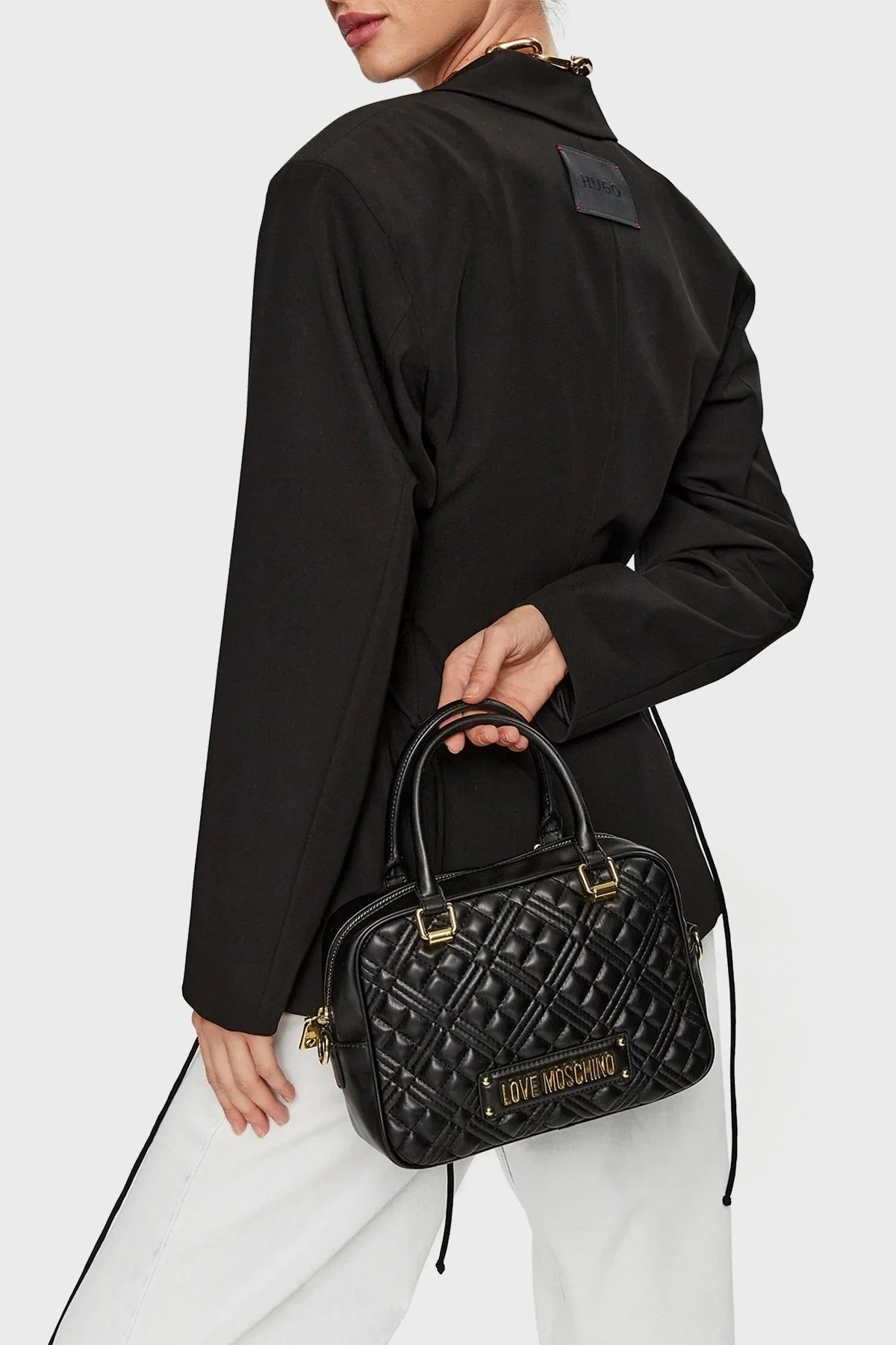 Love Moschino Logolu Çıkarılabilir Omuz Askılı Kapitone Bayan Çanta JC4169PP0HLA0000 SİYAH - 2