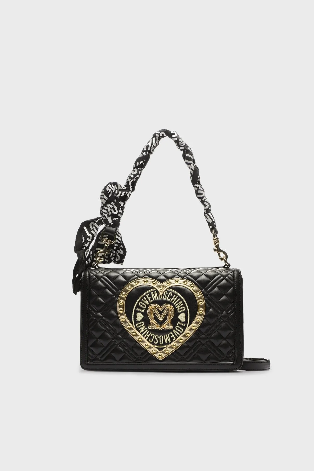 Love Moschino Logolu Çıkarılabilir Omuz Askılı Kapitone Bayan Çanta JC4269PP0HKM100A SİYAH - 1