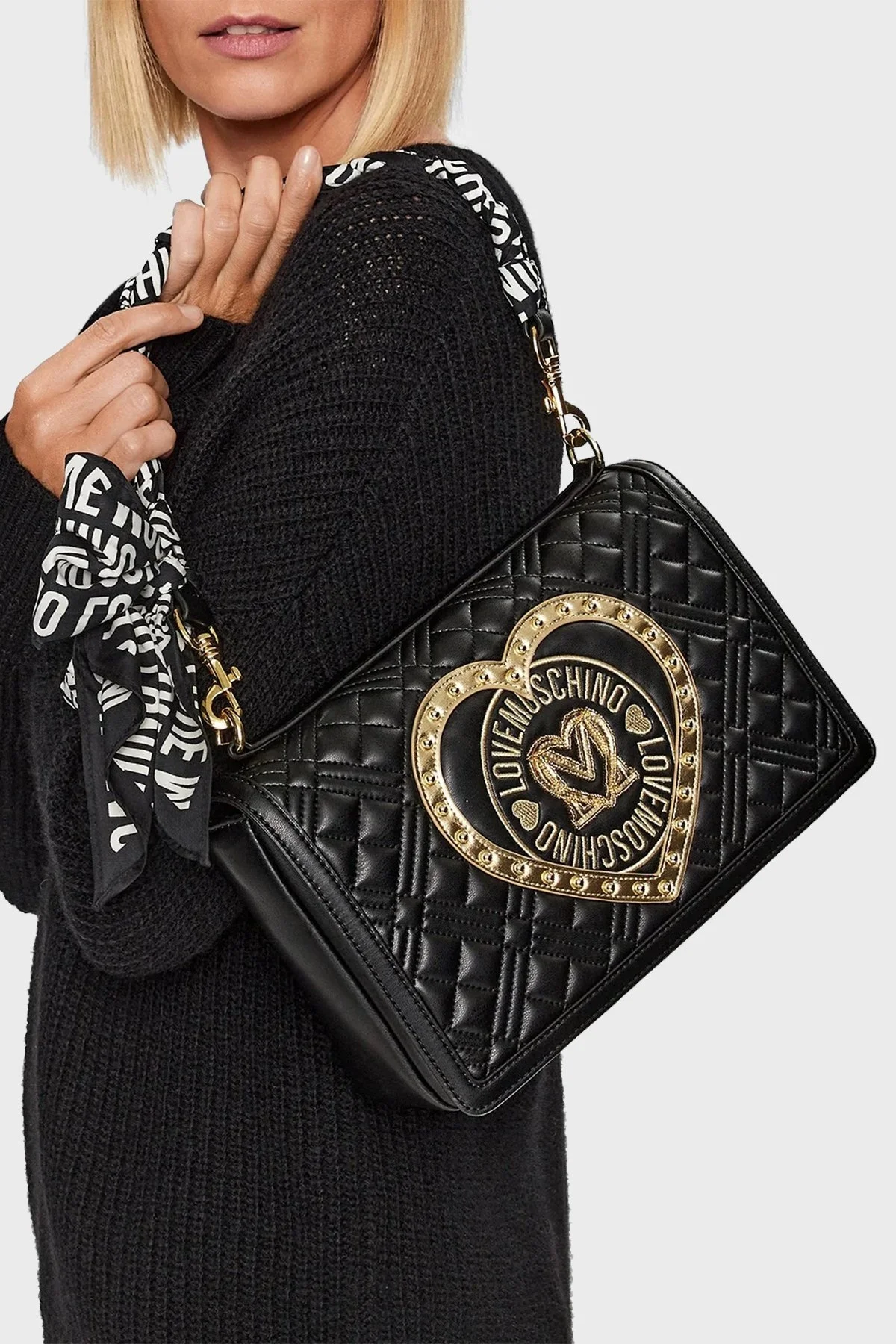 Love Moschino Logolu Çıkarılabilir Omuz Askılı Kapitone Bayan Çanta JC4269PP0HKM100A SİYAH - 2