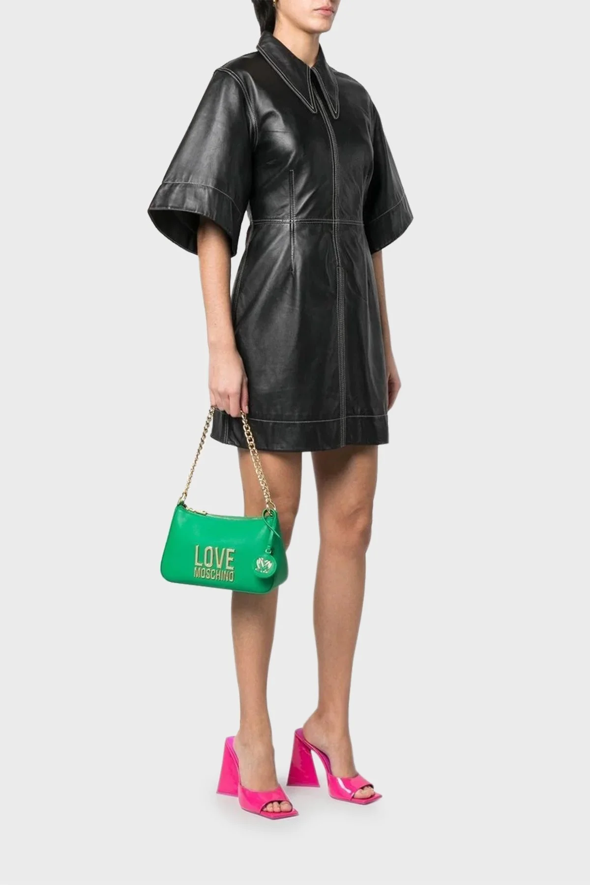 Love Moschino Logolu Çıkarılabilir Uzatma Askılı Bayan Çanta JC4108PP1GLI0801 YEŞİL - 2