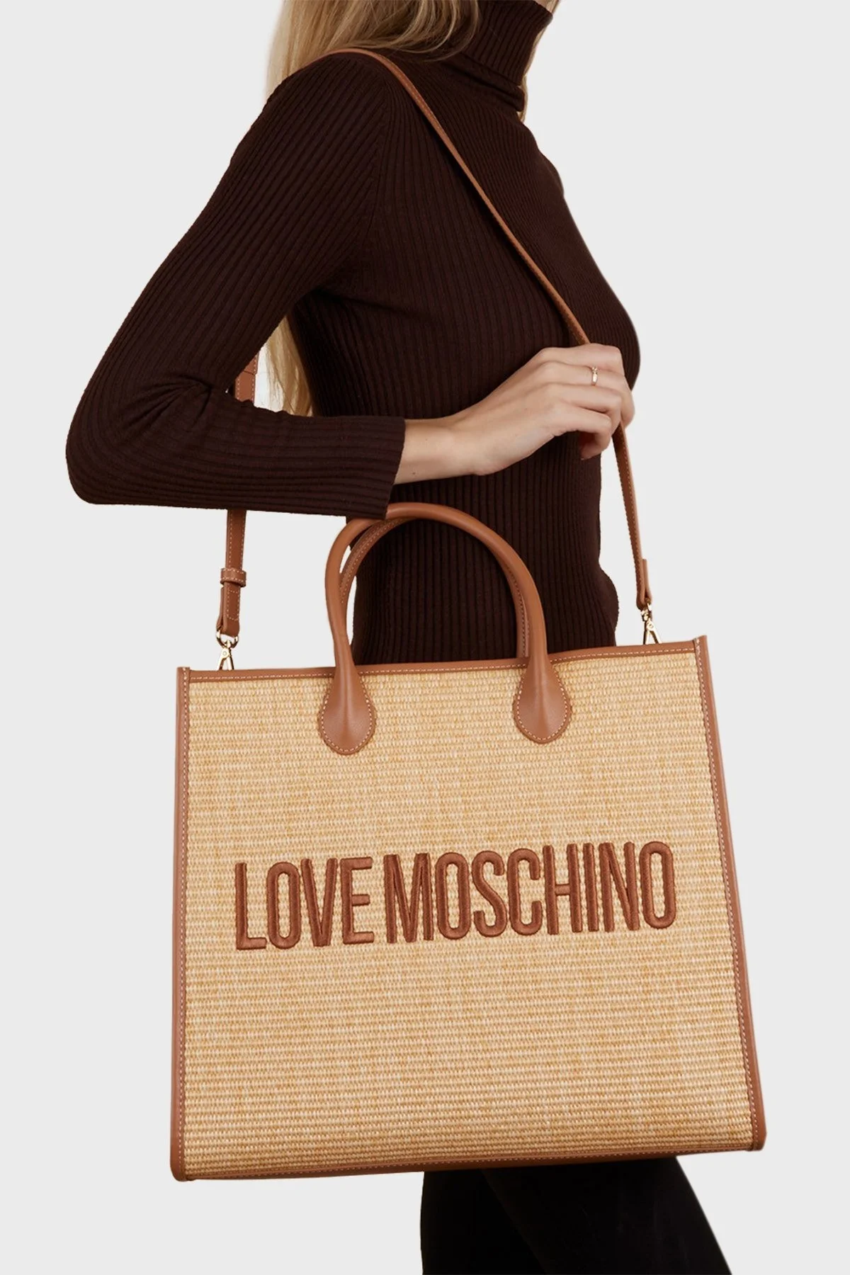 Love Moschino Logolu Çıkarılabilir Uzatma Askılı Bayan Çanta JC4318PP0GKN120A KAHVE - 2