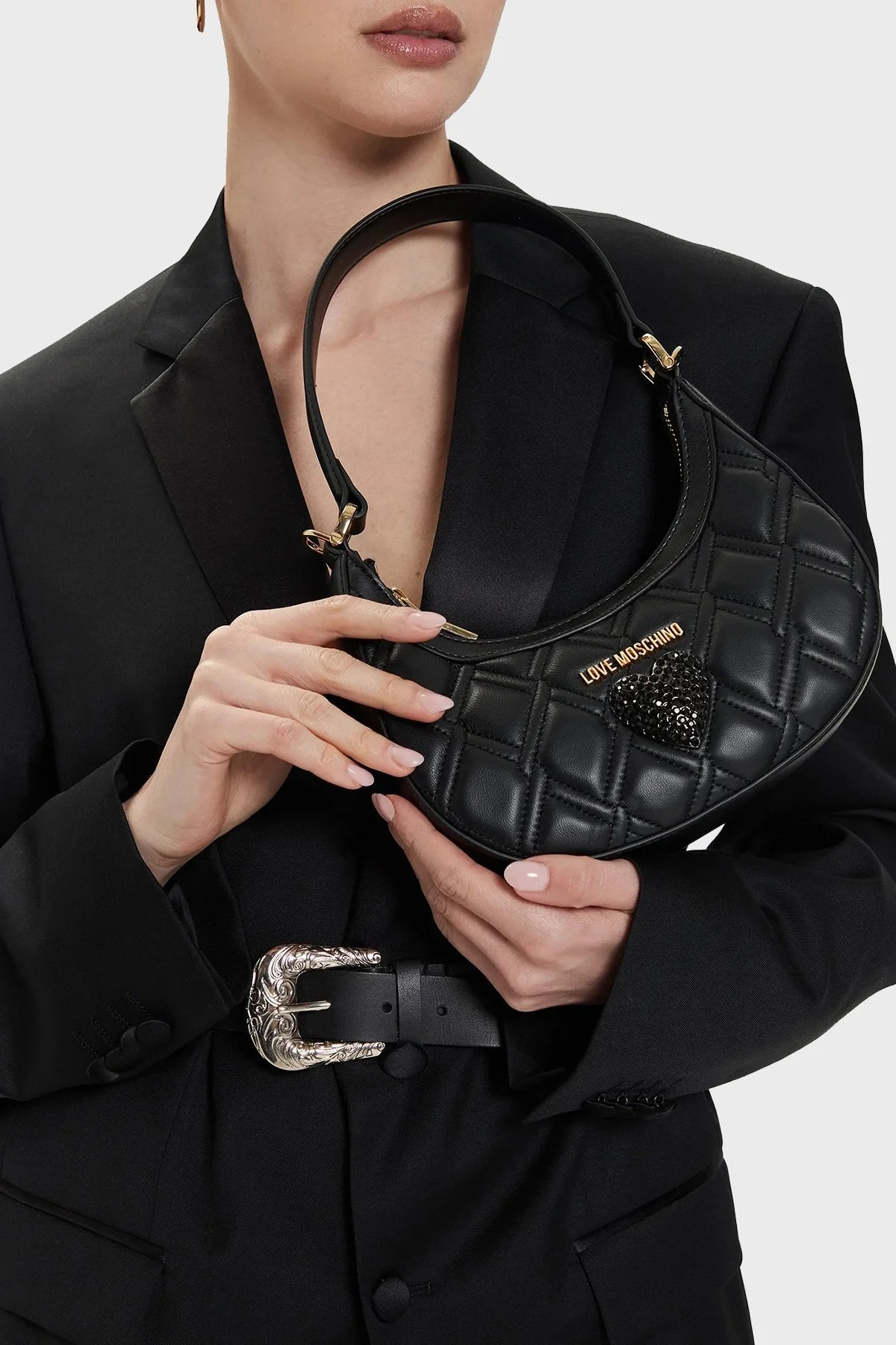 Love Moschino Logolu Çıkarılabilir Uzatma Askılı Bayan Çanta JC4346PP0IK1000A SİYAH - 2