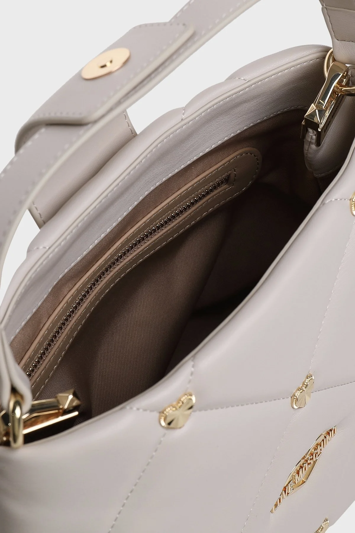 Love Moschino Logolu Çıkarılabilir Uzatma Askılı Kapitone Bayan Çanta JC4083PP1GLZ0110 BEJ - 3