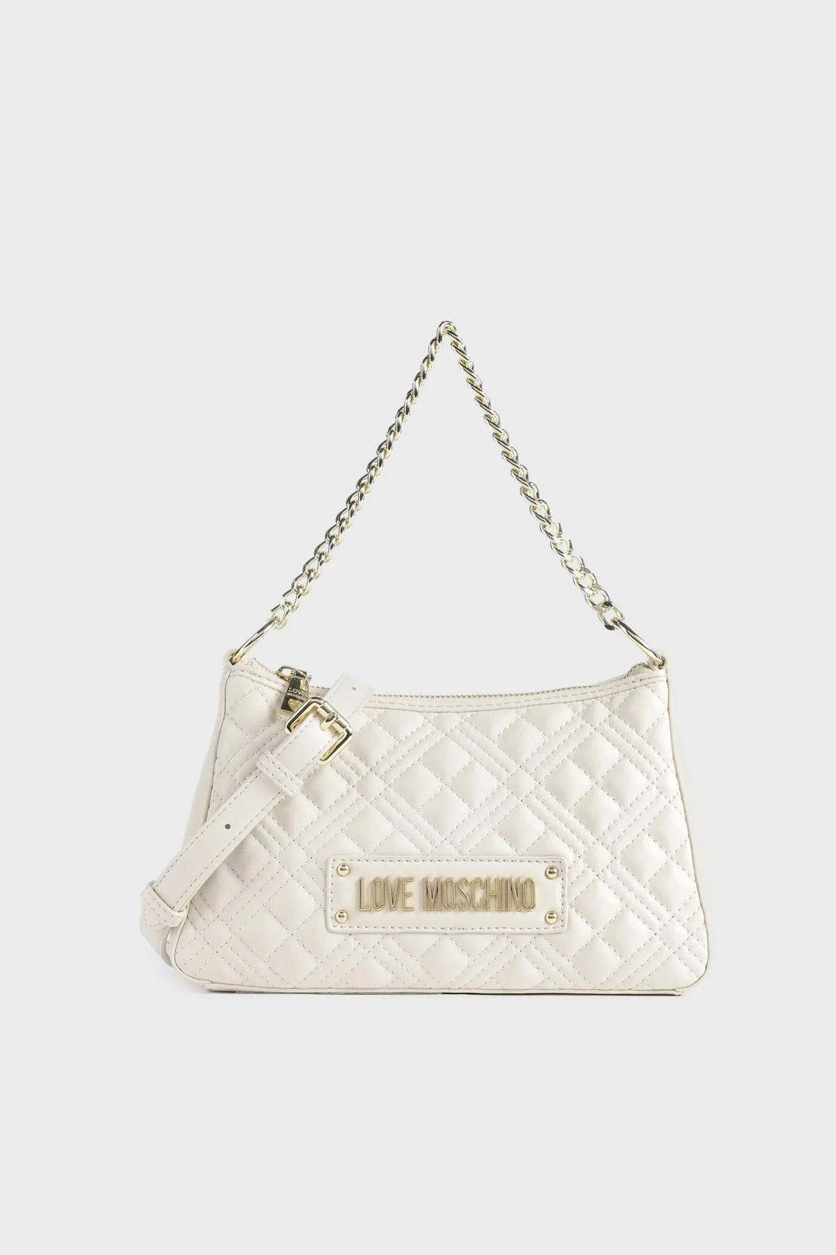 Love Moschino Logolu Çıkarılabilir Uzatma Askılı Zincirli Bayan Çanta JC4135PP0GLA0103 BEJ - 1