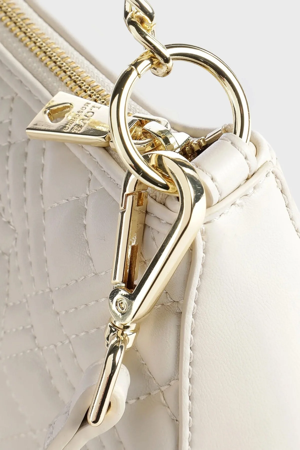 Love Moschino Logolu Çıkarılabilir Uzatma Askılı Zincirli Bayan Çanta JC4135PP0GLA0103 BEJ - 3