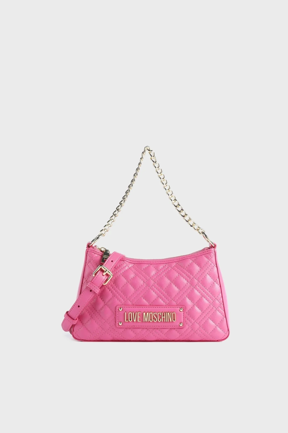 Love Moschino Logolu Çıkarılabilir Uzatma Askılı Zincirli Bayan Çanta JC4135PP0GLA0604 FUŞYA - 1