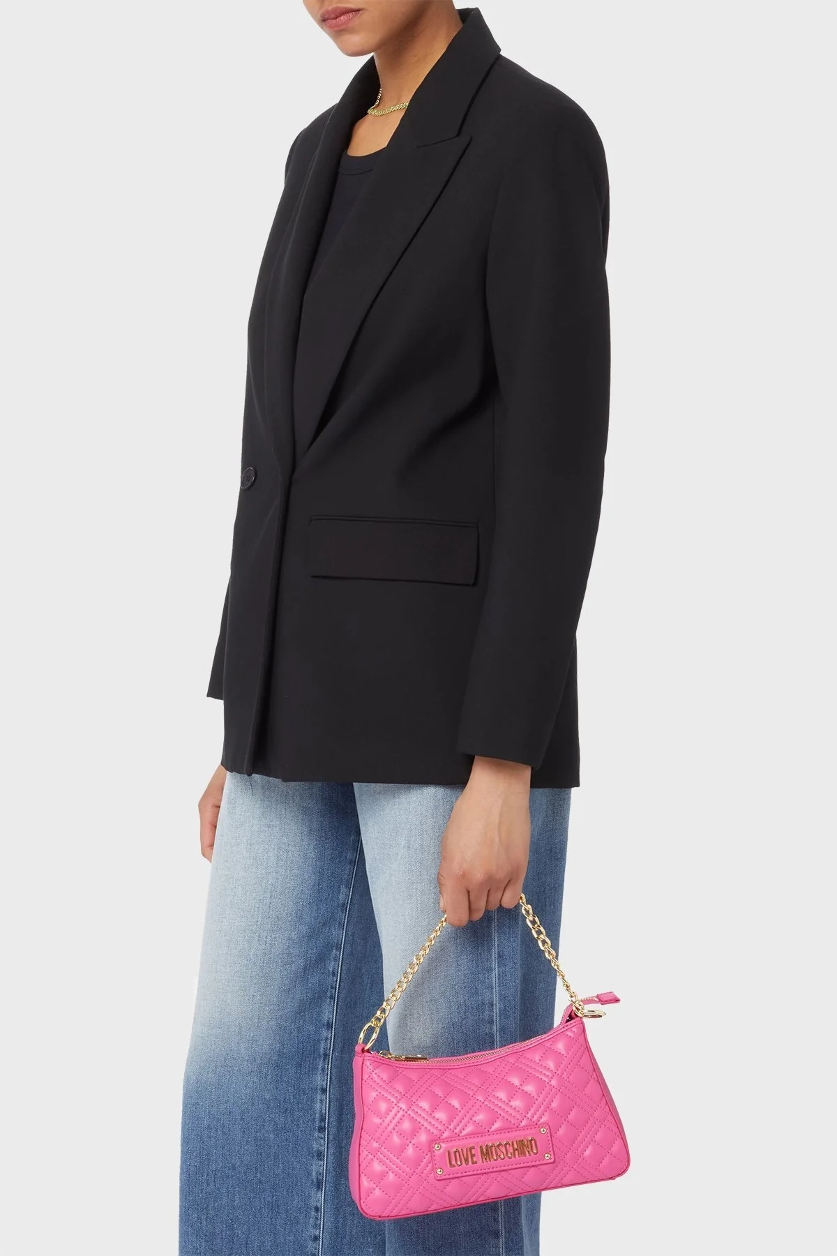 Love Moschino Logolu Çıkarılabilir Uzatma Askılı Zincirli Bayan Çanta JC4135PP0GLA0604 FUŞYA - 2