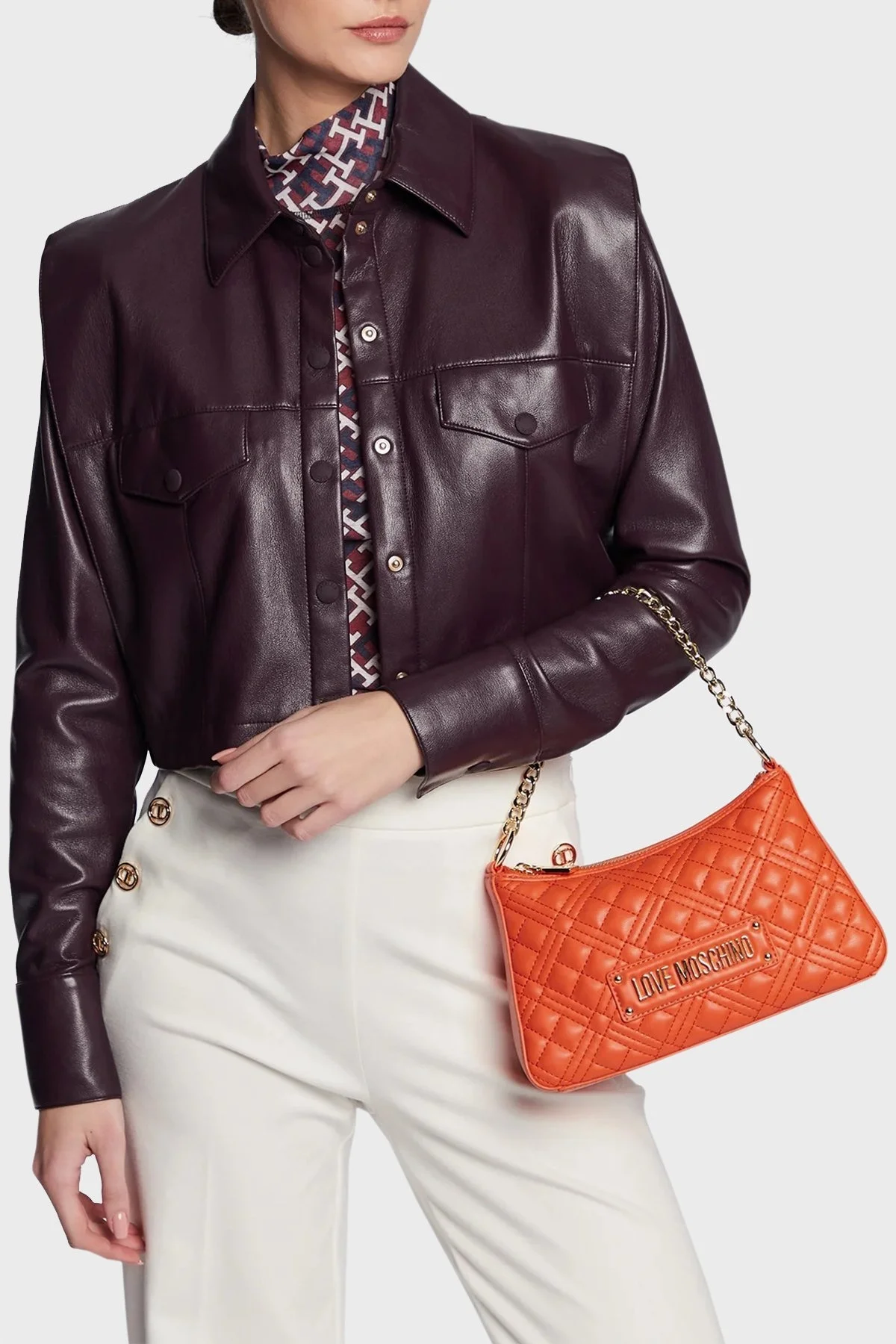 Love Moschino Logolu Çıkarılabilir Uzatma Askılı Zincirli Bayan Çanta JC4135PP1GLA0450 TURUNCU - 2