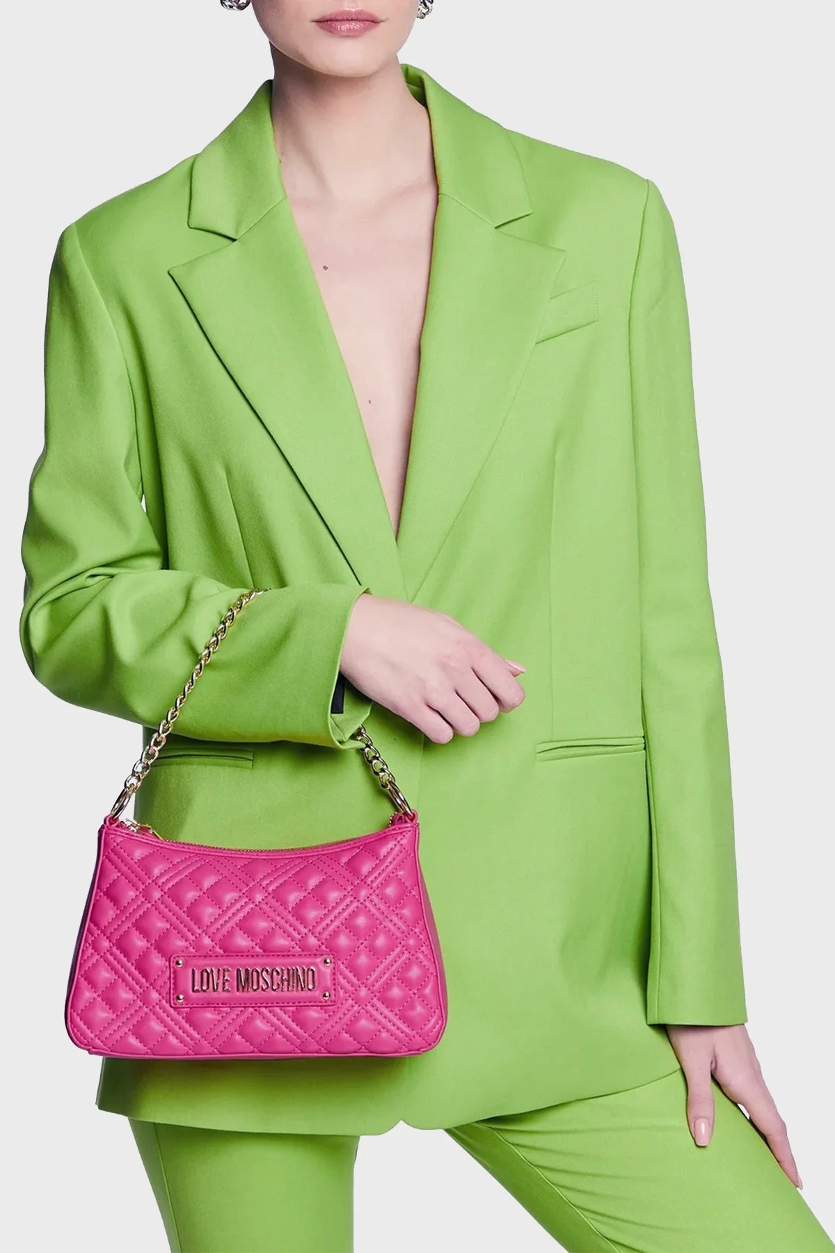 Love Moschino Logolu Çıkarılabilir Uzatma Askılı Zincirli Bayan Çanta JC4135PP1GLA0615 FUŞYA - 2