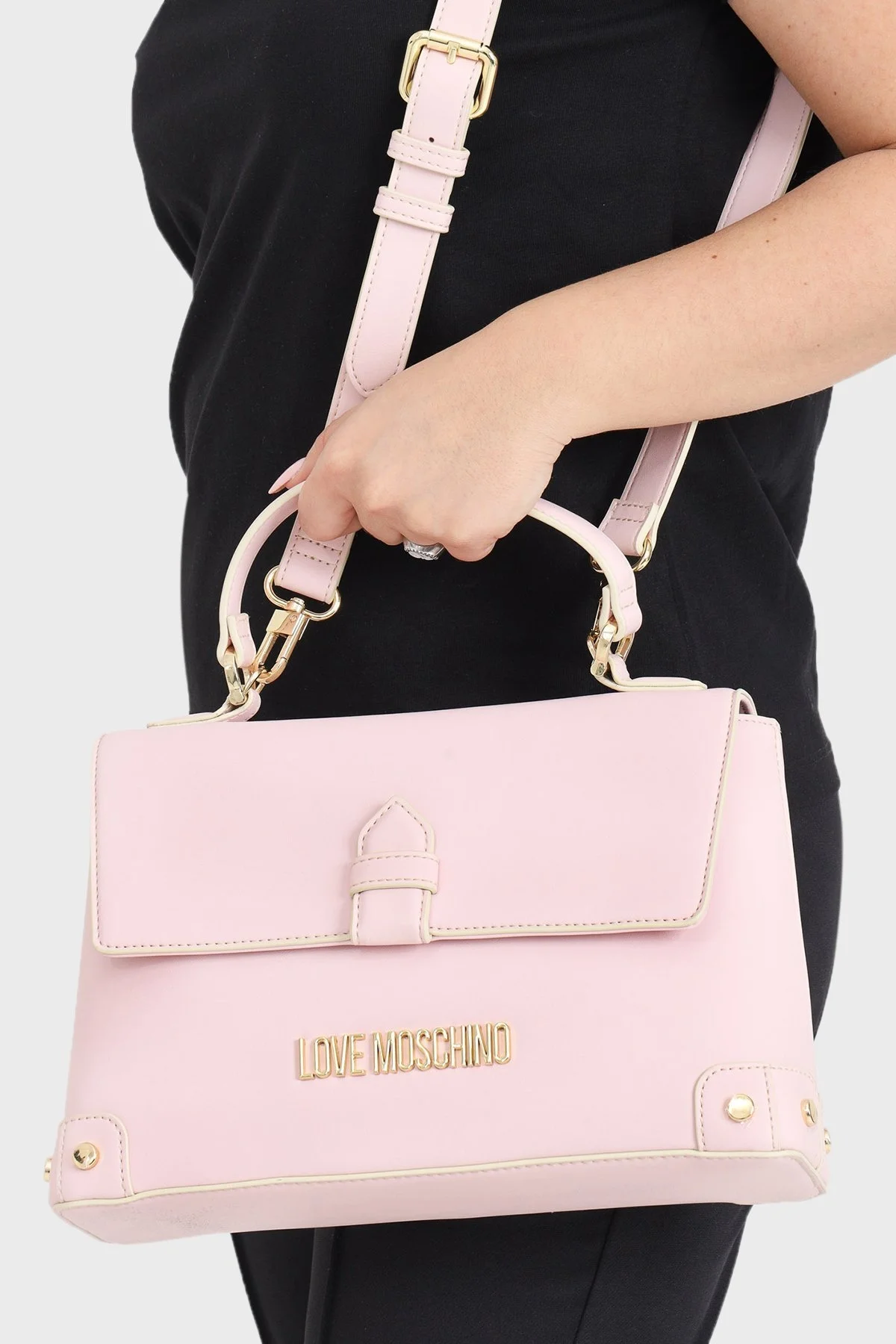 Love Moschino Logolu Çıkarılabilir ve Ayarlanabilir Uzatma Askılı Bayan Çanta JC4247PP0IKU0601 PEMBE - 2