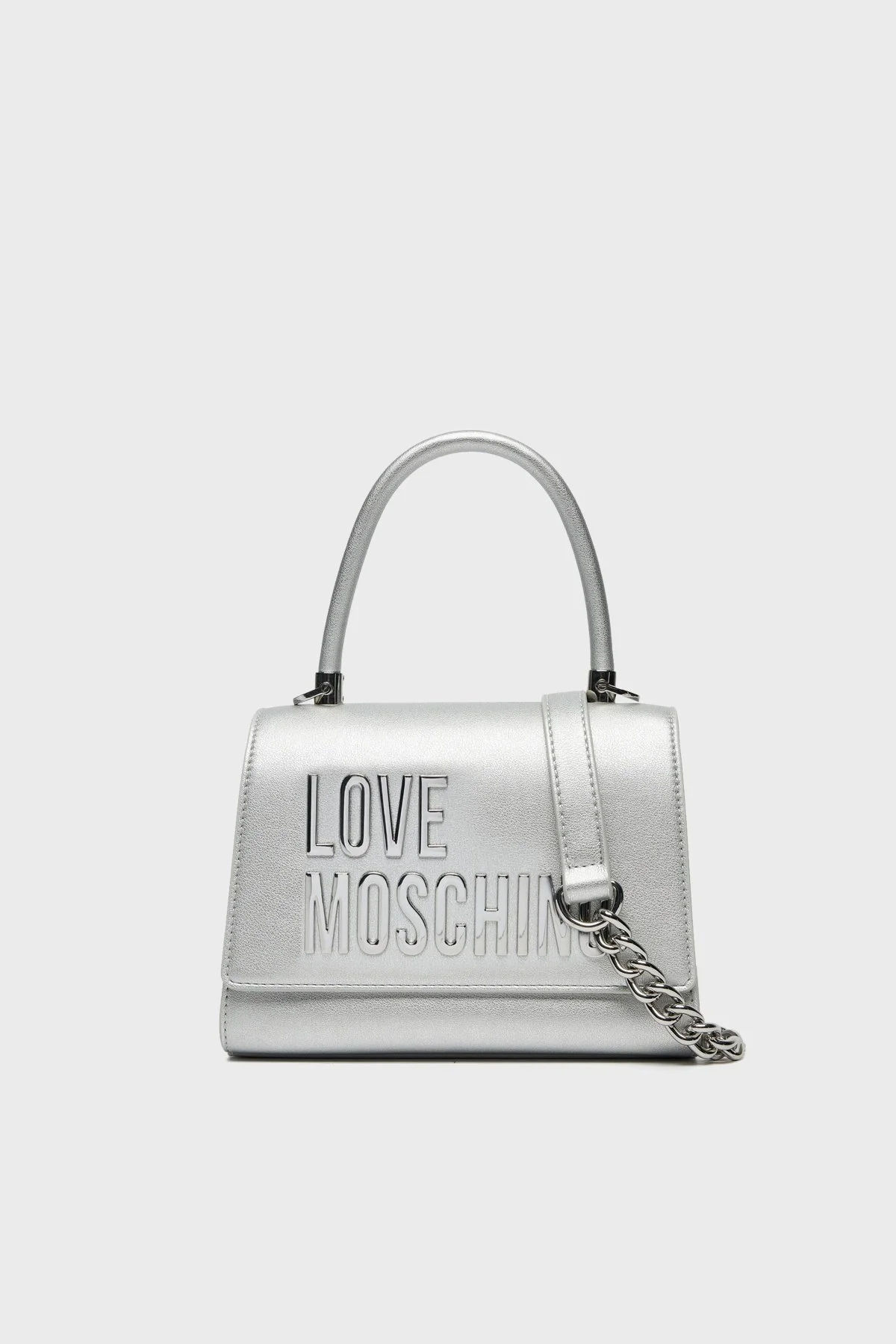 Love Moschino Logolu Çıkarılabilir Zincir Askılı Bayan Çanta JC4024PP1MKD196B GÜMÜŞ - 1