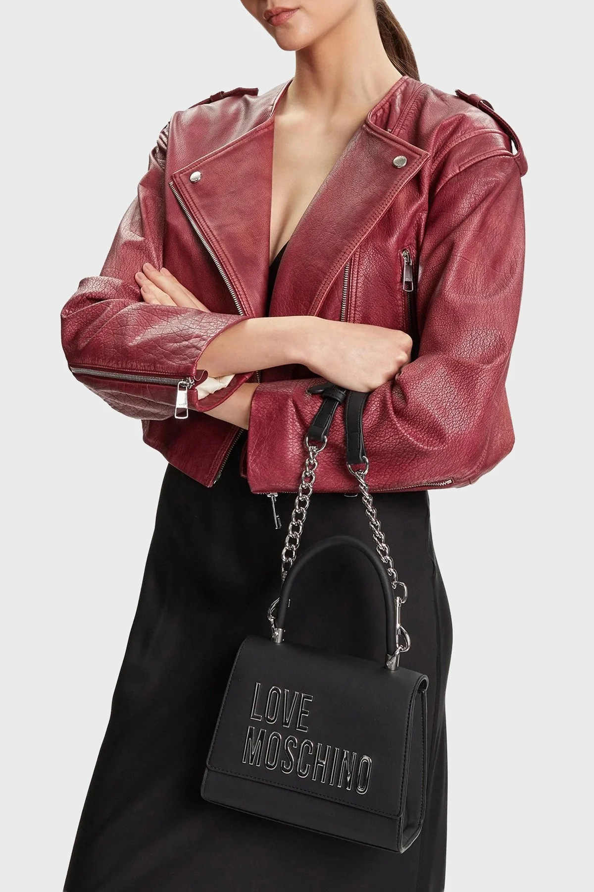 Love Moschino Logolu Çıkarılabilir Zincir Askılı Bayan Çanta JC4024PP1NKD000B SİYAH - 2