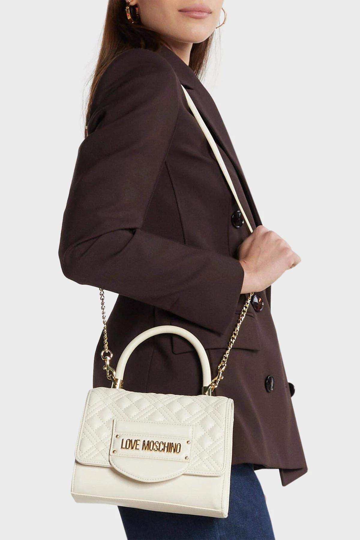 Love Moschino Logolu Çıkarılabilir Zincir Askılı Bayan Çanta JC4055PP1ILA0110 TAŞ - 2