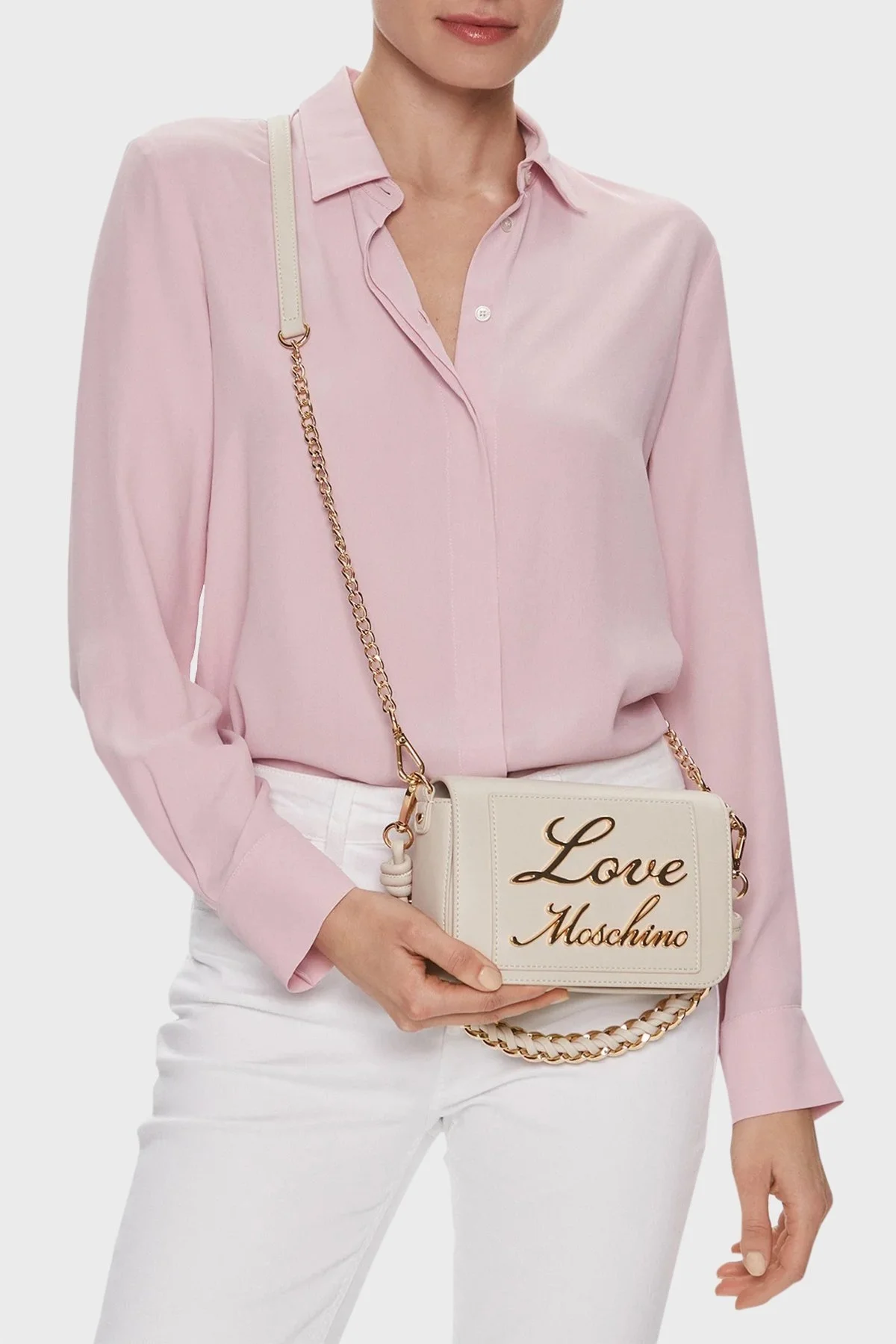 Love Moschino Logolu Çıkarılabilir Zincir Askılı Bayan Çanta JC4116PP1ILM0110 BEJ - 2