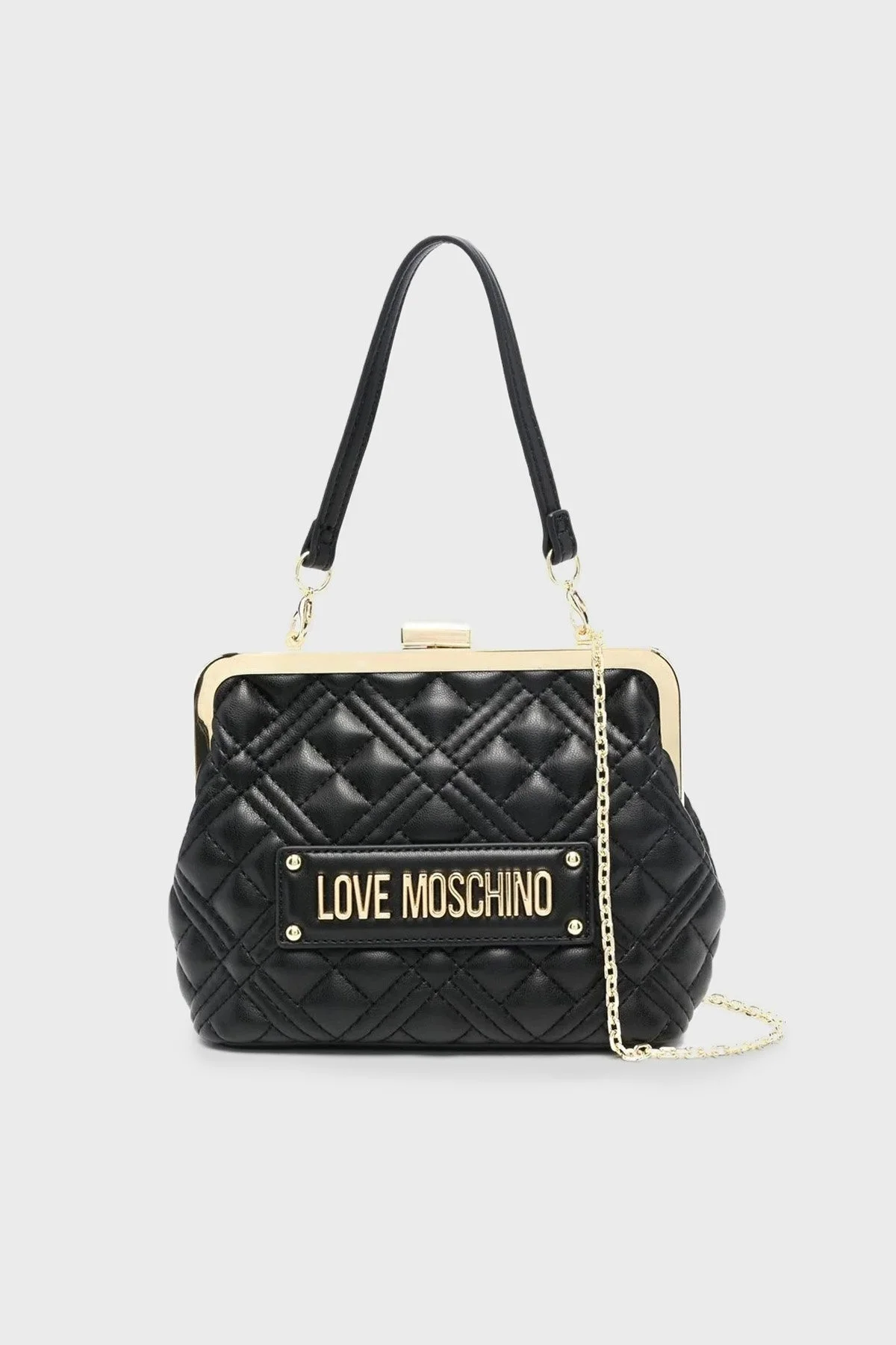 Love Moschino Logolu Çıkarılabilir Zincir Askılı Kapitone Bayan Çanta JC4011PP1GLA0000 SİYAH - 1
